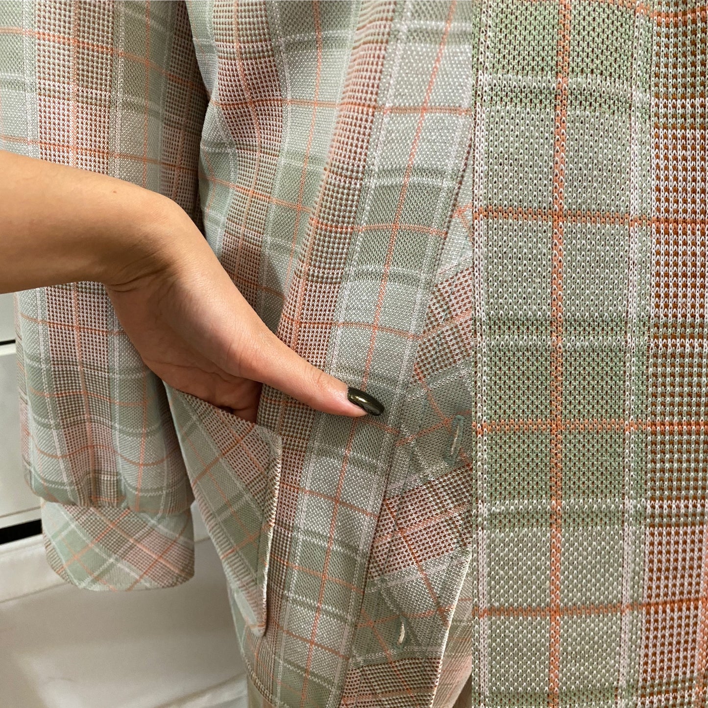 70’s 2-Piece Plaid Set - Jacket Shirt & Bell Bottoms (L-XL)