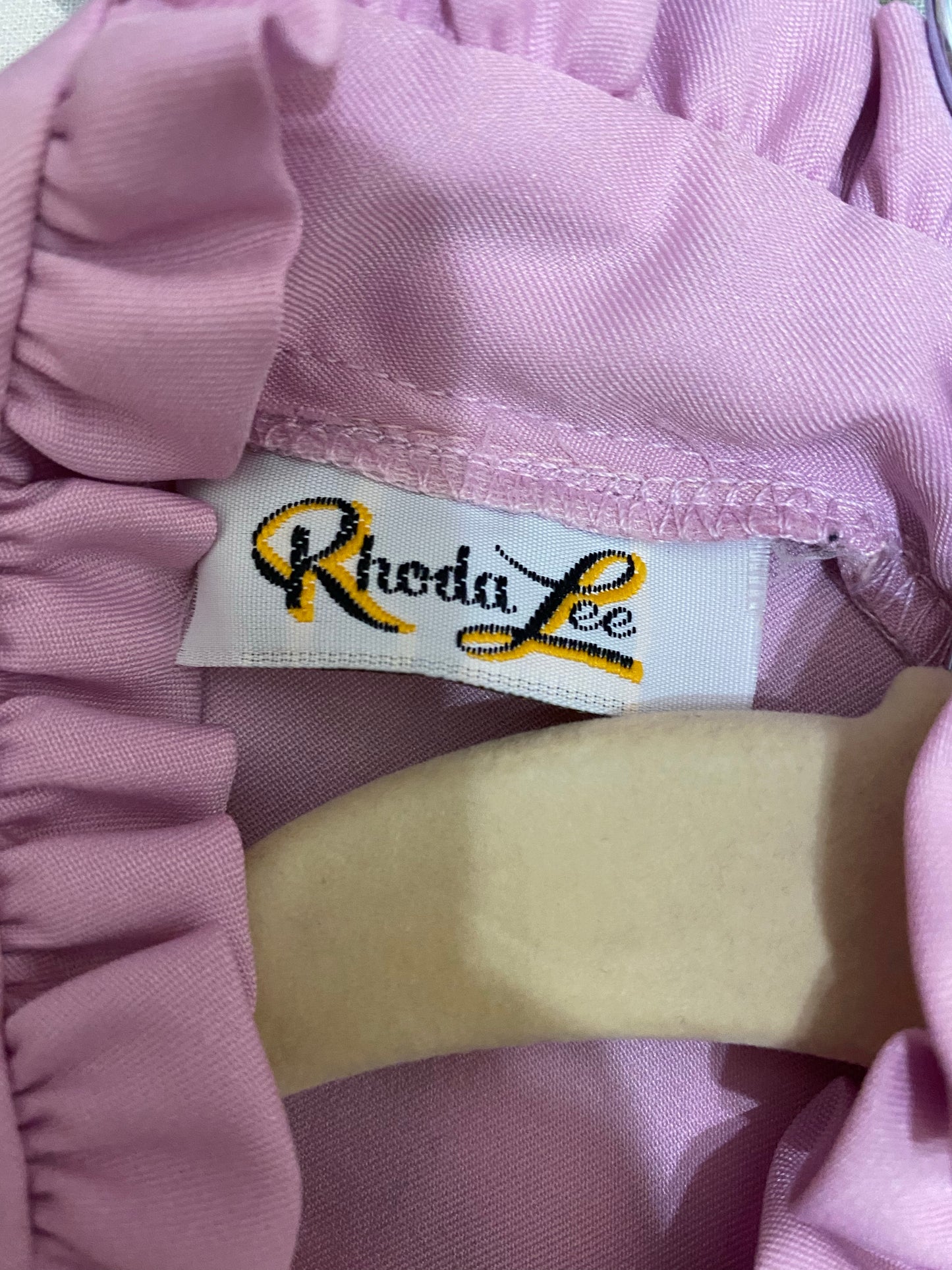 70's Ruffle Mock Collar Embroidered Top (S)