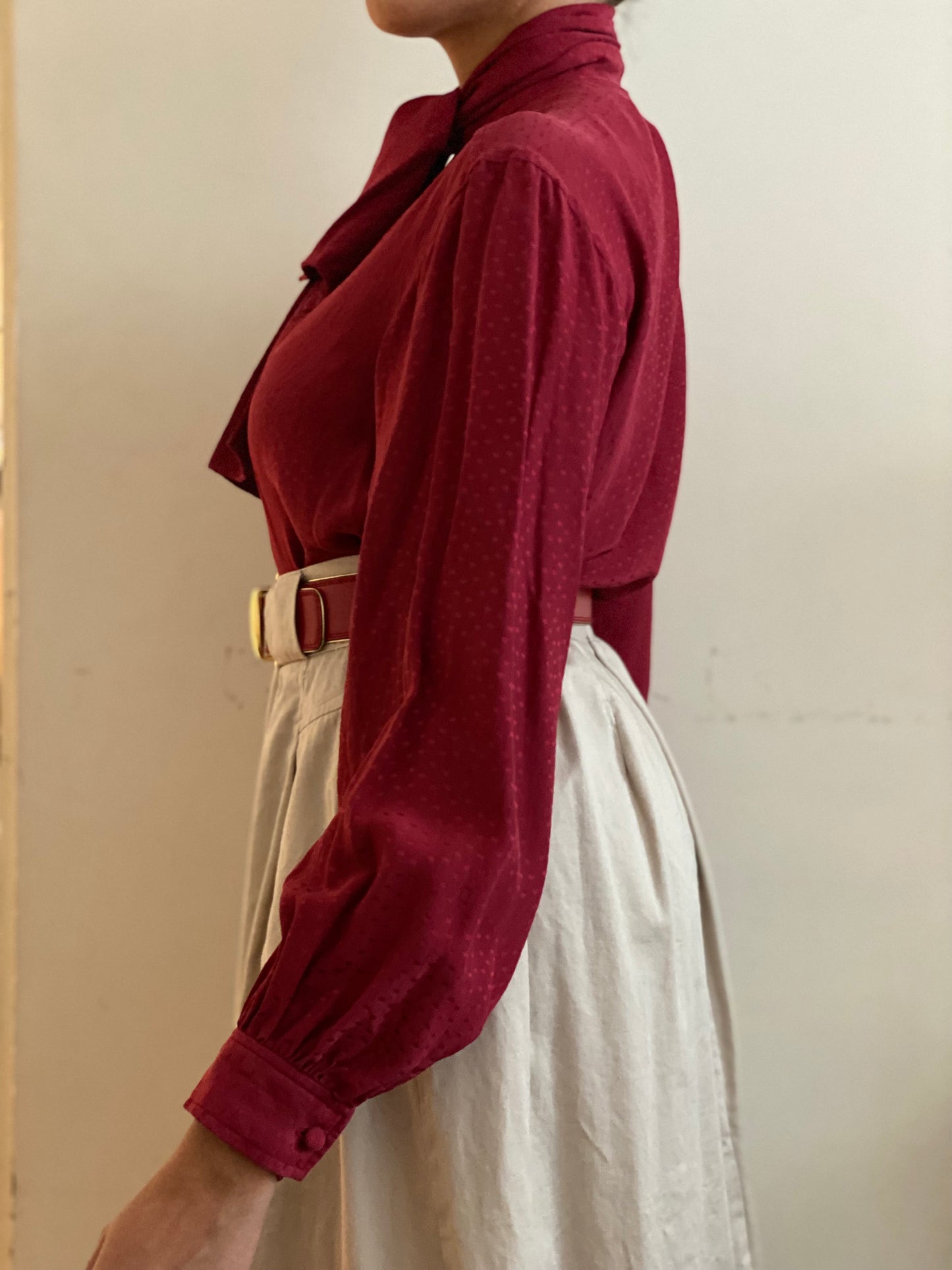 Jabot Bow Collar Long Sleeve Blouse