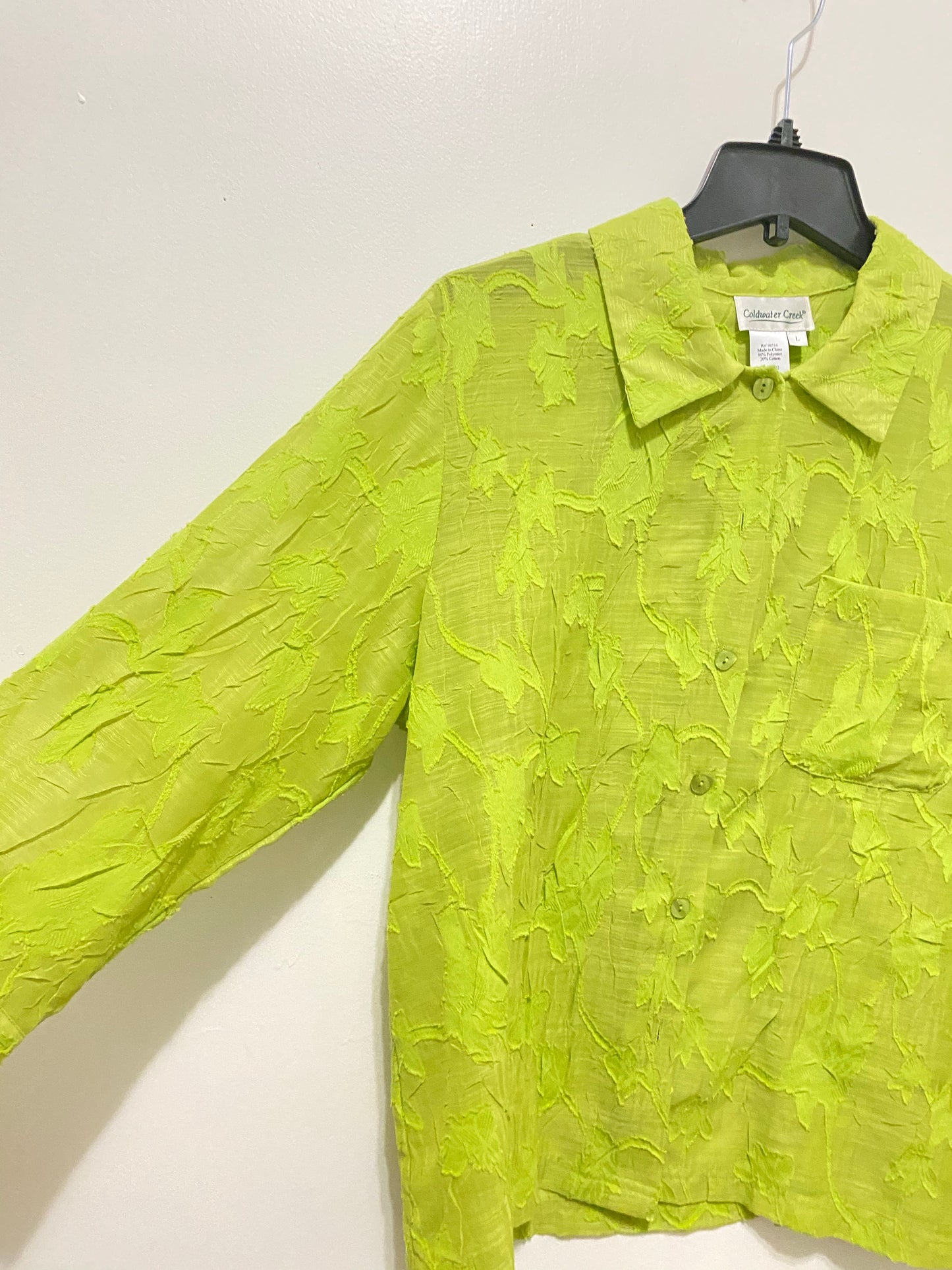 Green Floral Pattern Short Sleeve Top