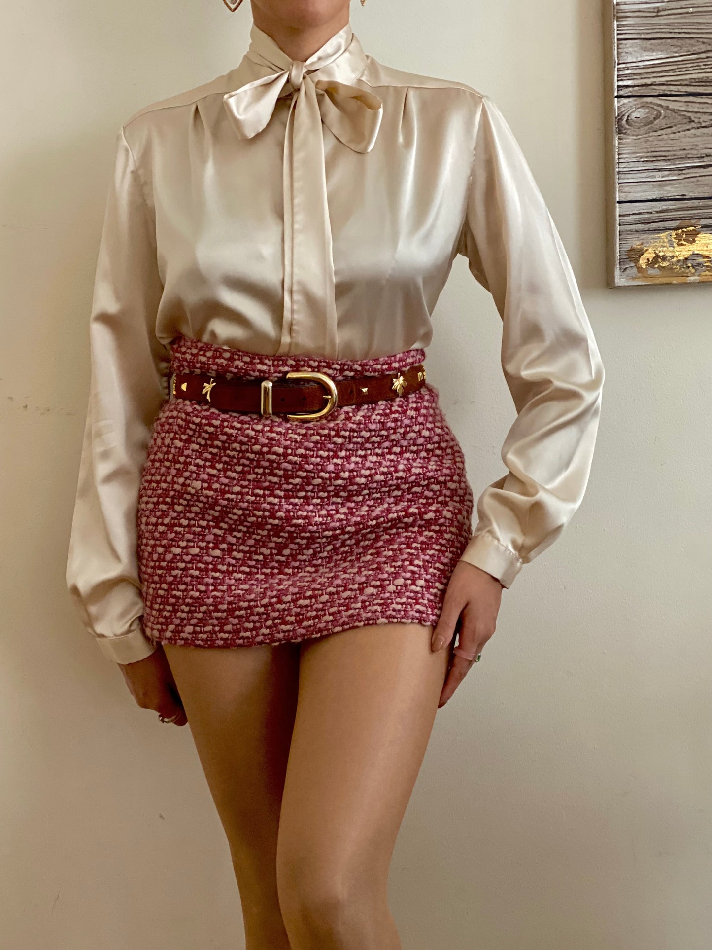 High Top with detachable pussy bow long Sleeve blouse