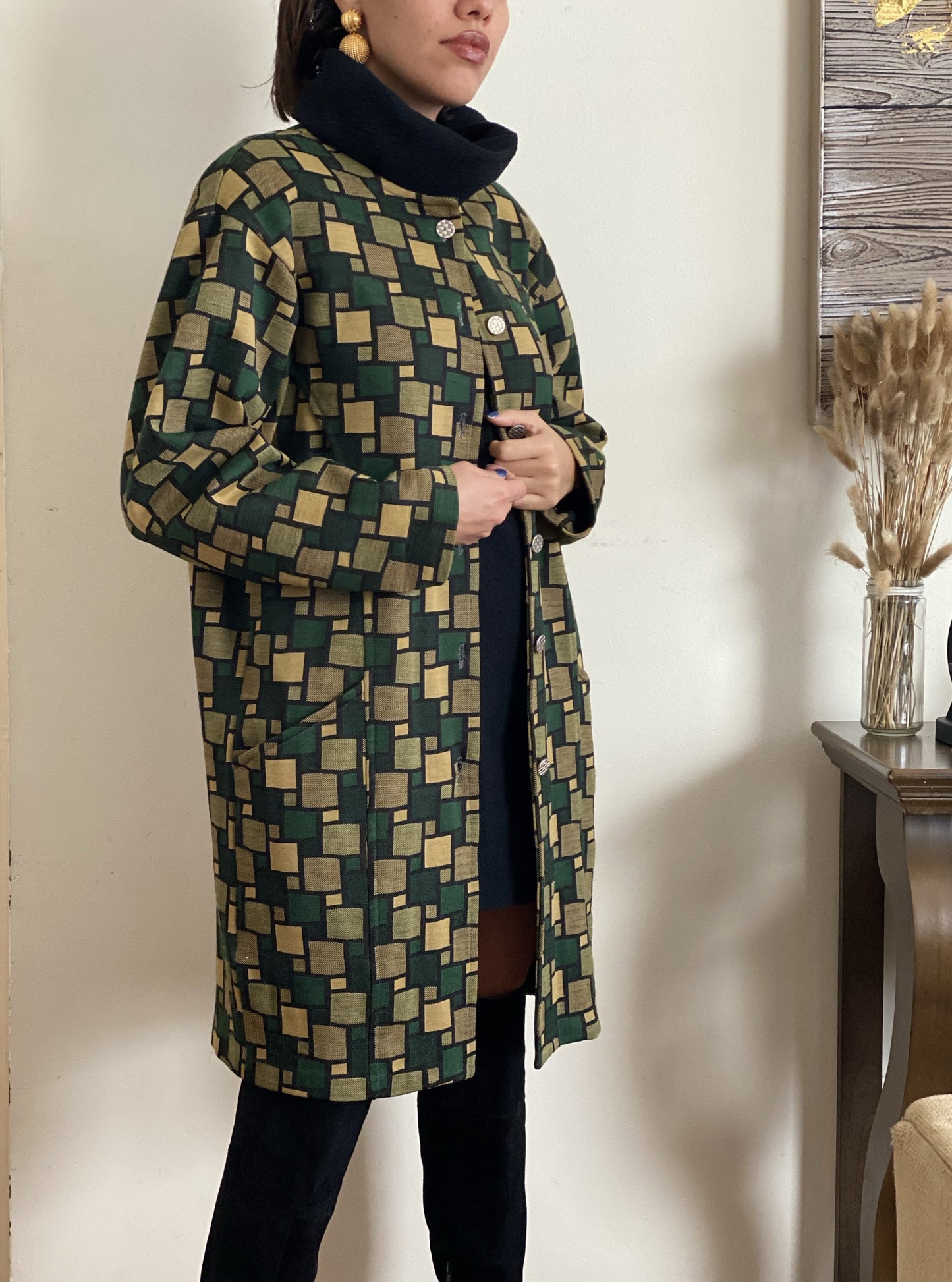 Multicolor Block Button Down Light Coat (S)
