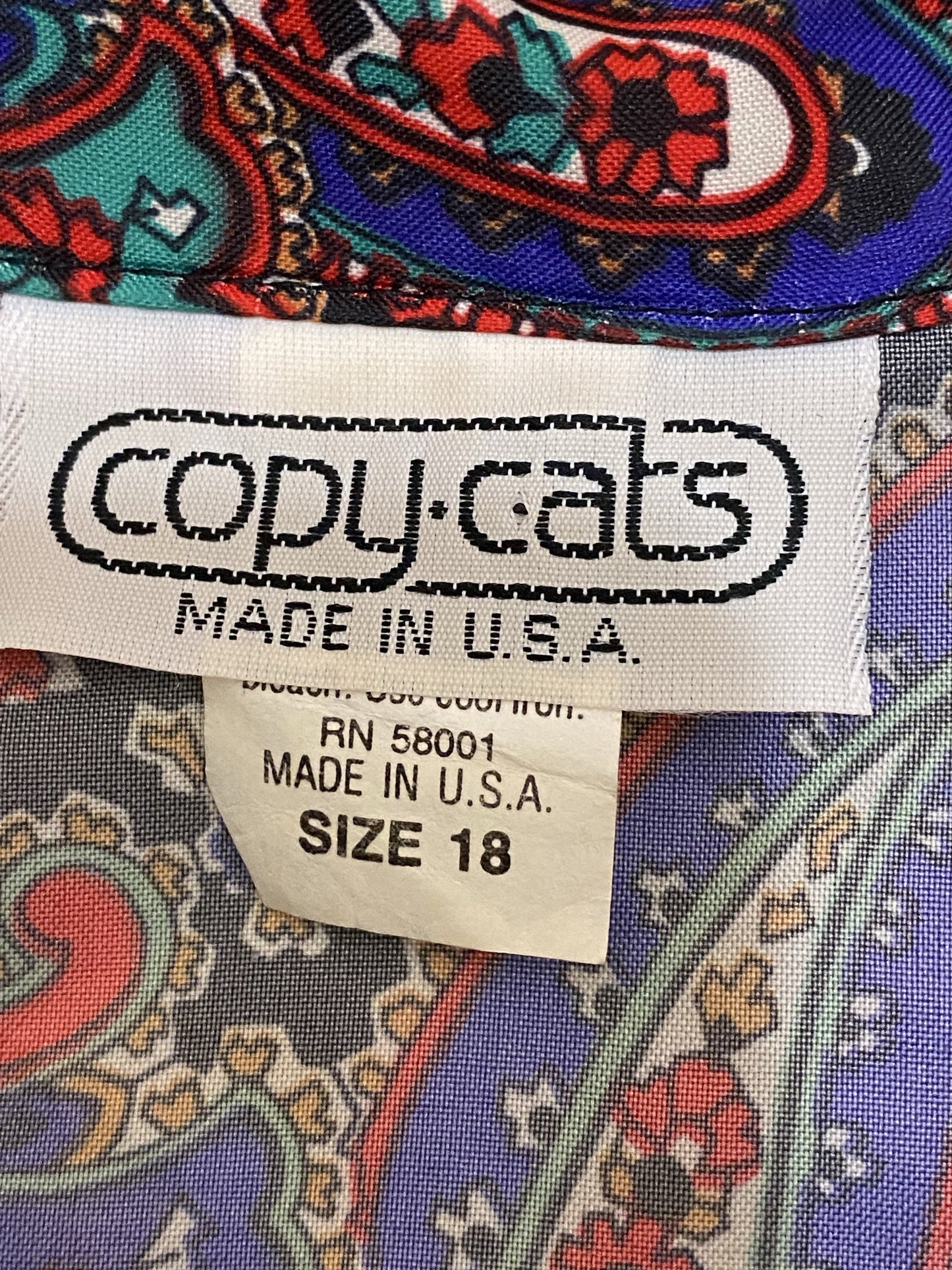 80's Abstract Paisley Long Sleeve Button Down Blouse (18)
