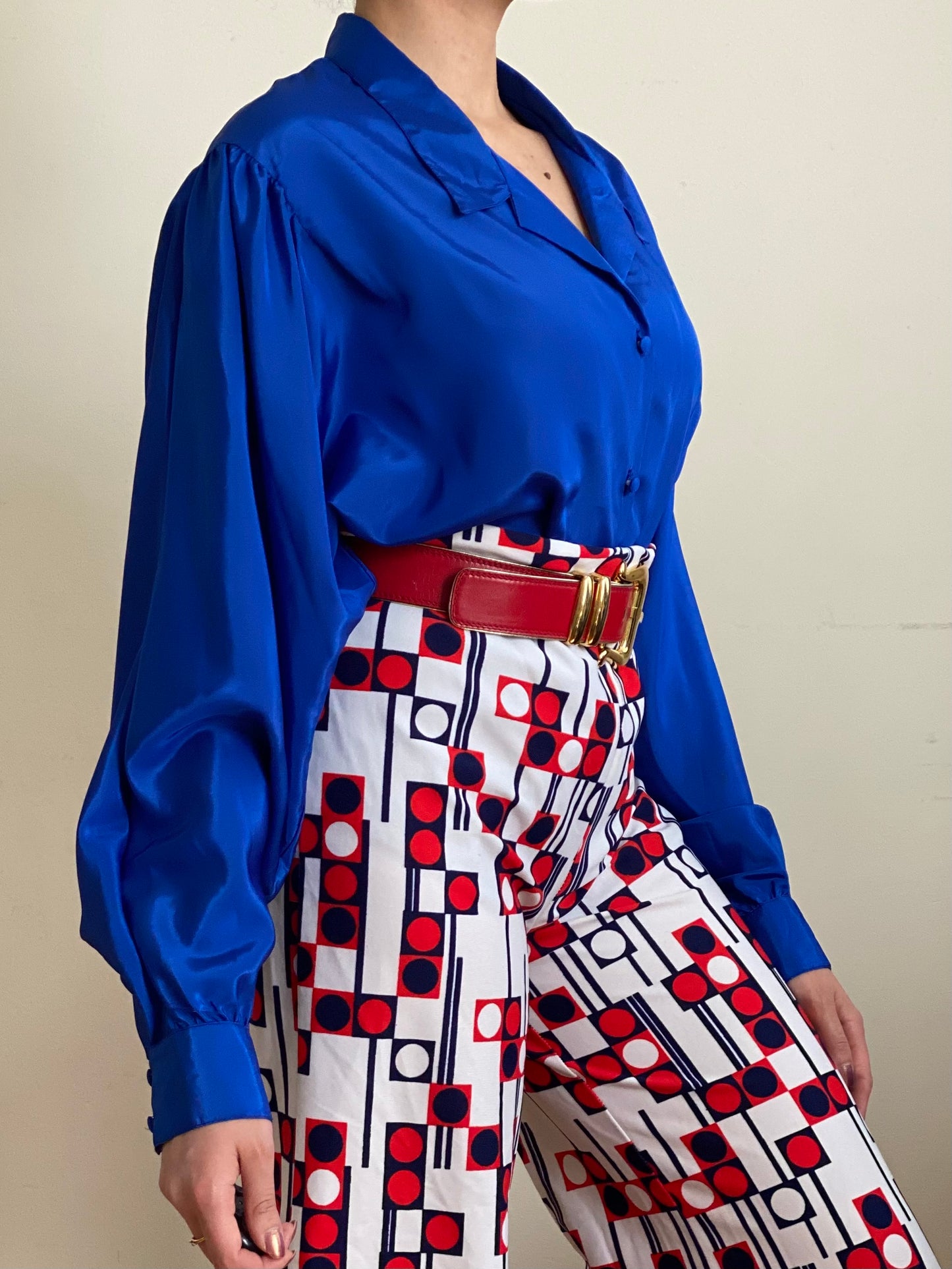 80's Electric Blouse Satin Oversized Blouse (S-L)