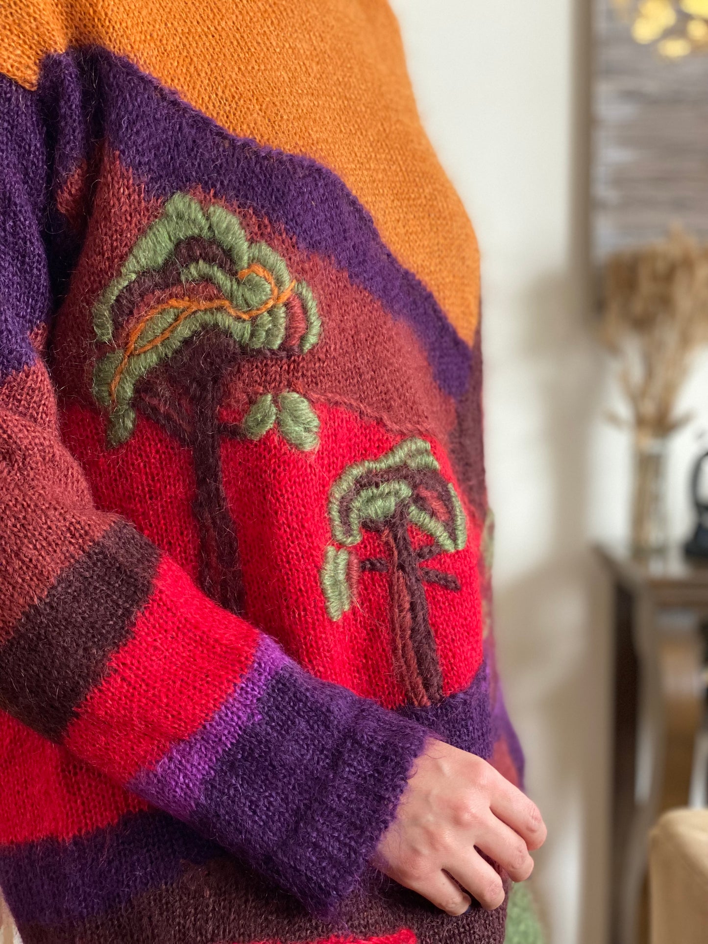 Mohair Desert/Floral Print Oversized Knit (L)