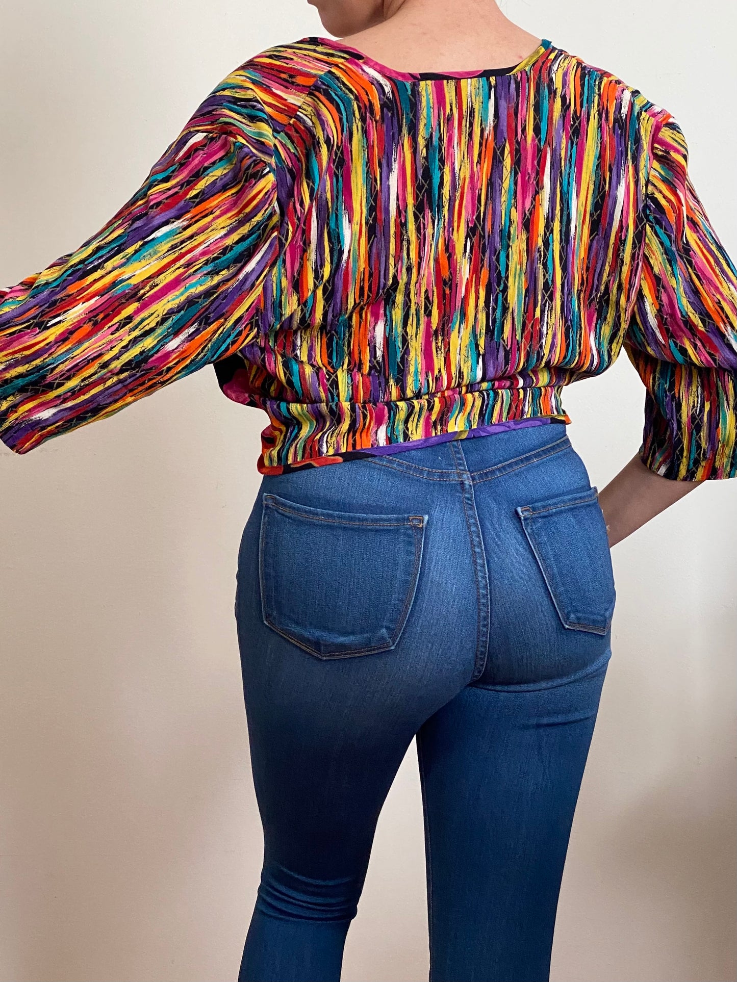 90's Multicolor Cropped Tie Knot Top (S-M)