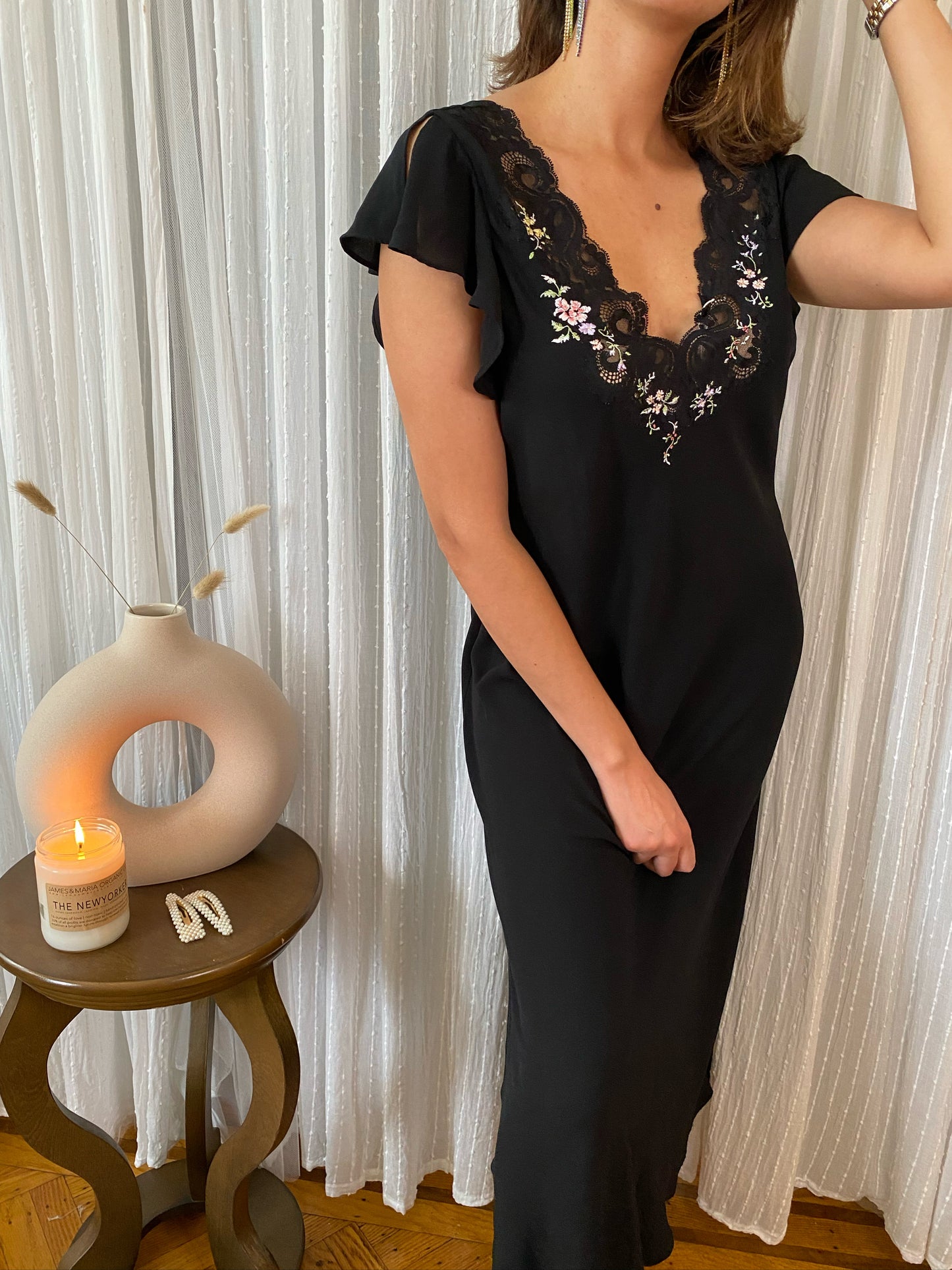 Black Long Floral Gown