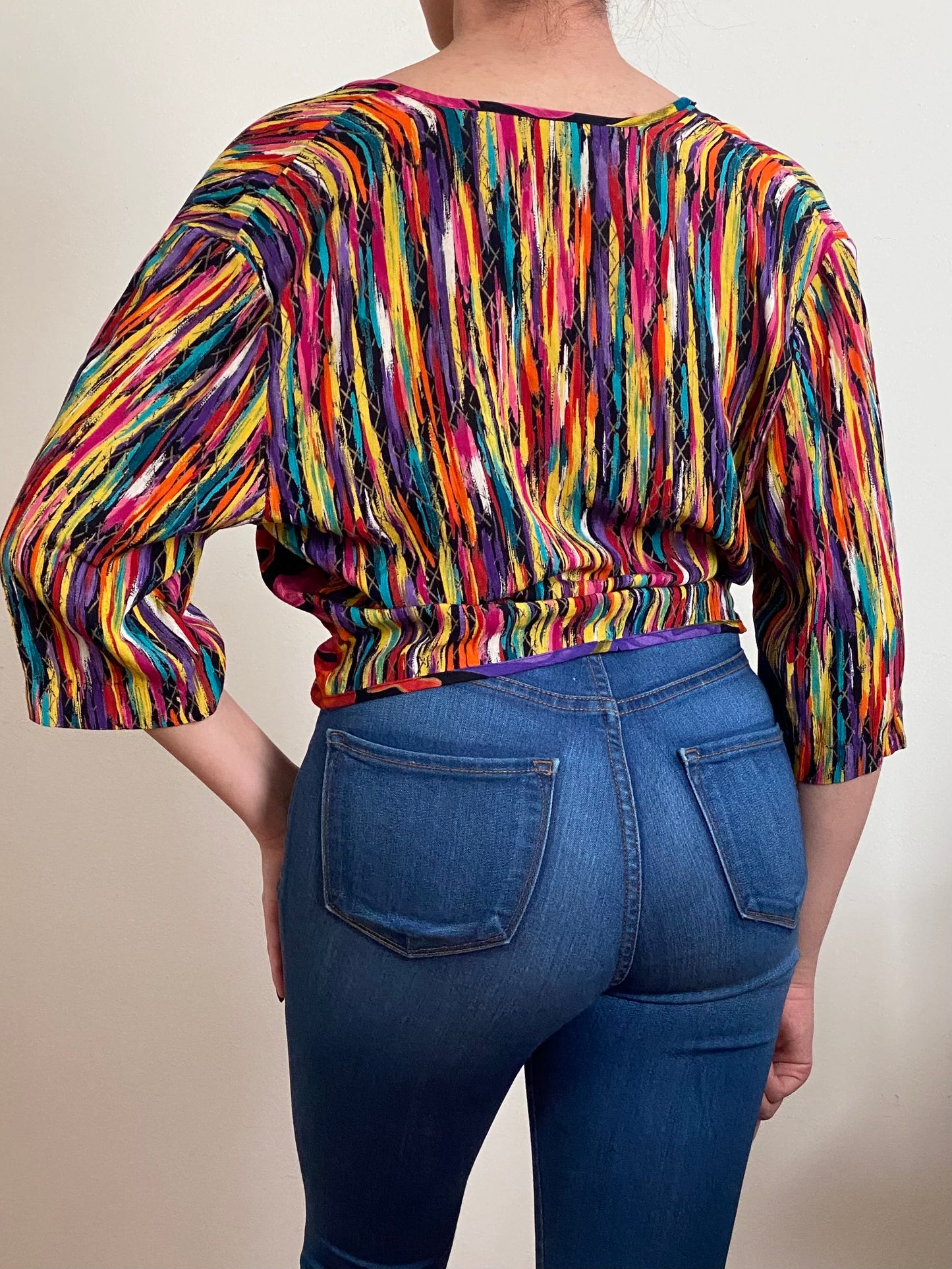 90's Multicolor Cropped Tie Knot Top (S-M)