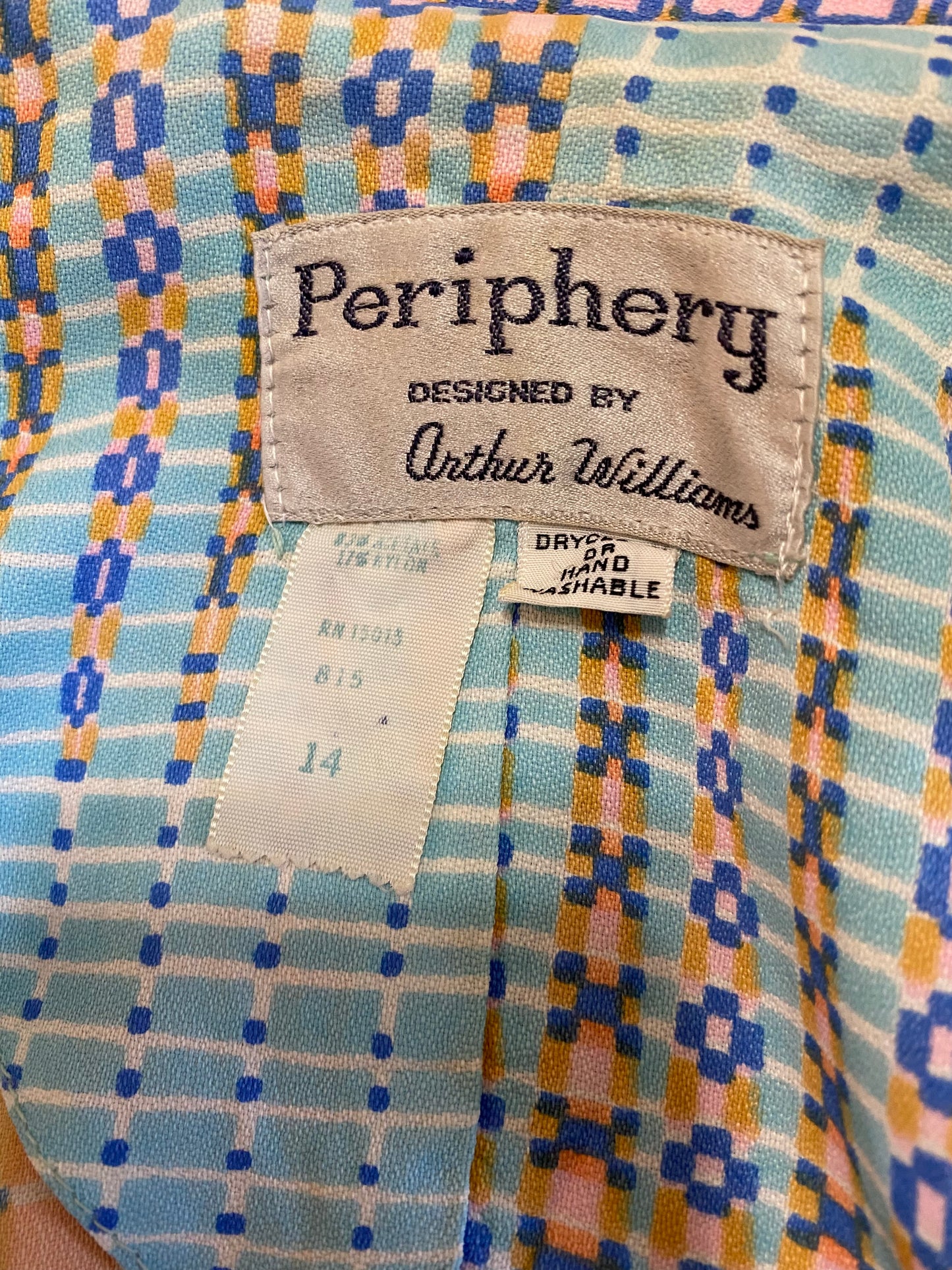 70's 2-Piece Set - Pastel Abstract - Bomber Jacket/Shirt & High Rise Palazzo Bottoms (M)