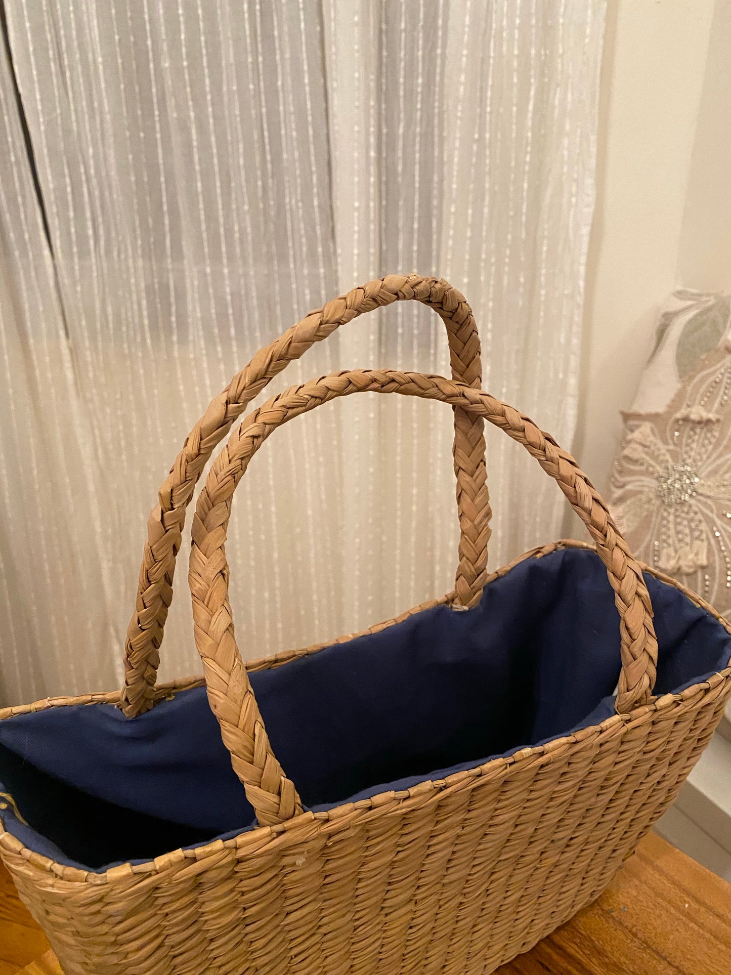Flower Woven Straw Basket Bag