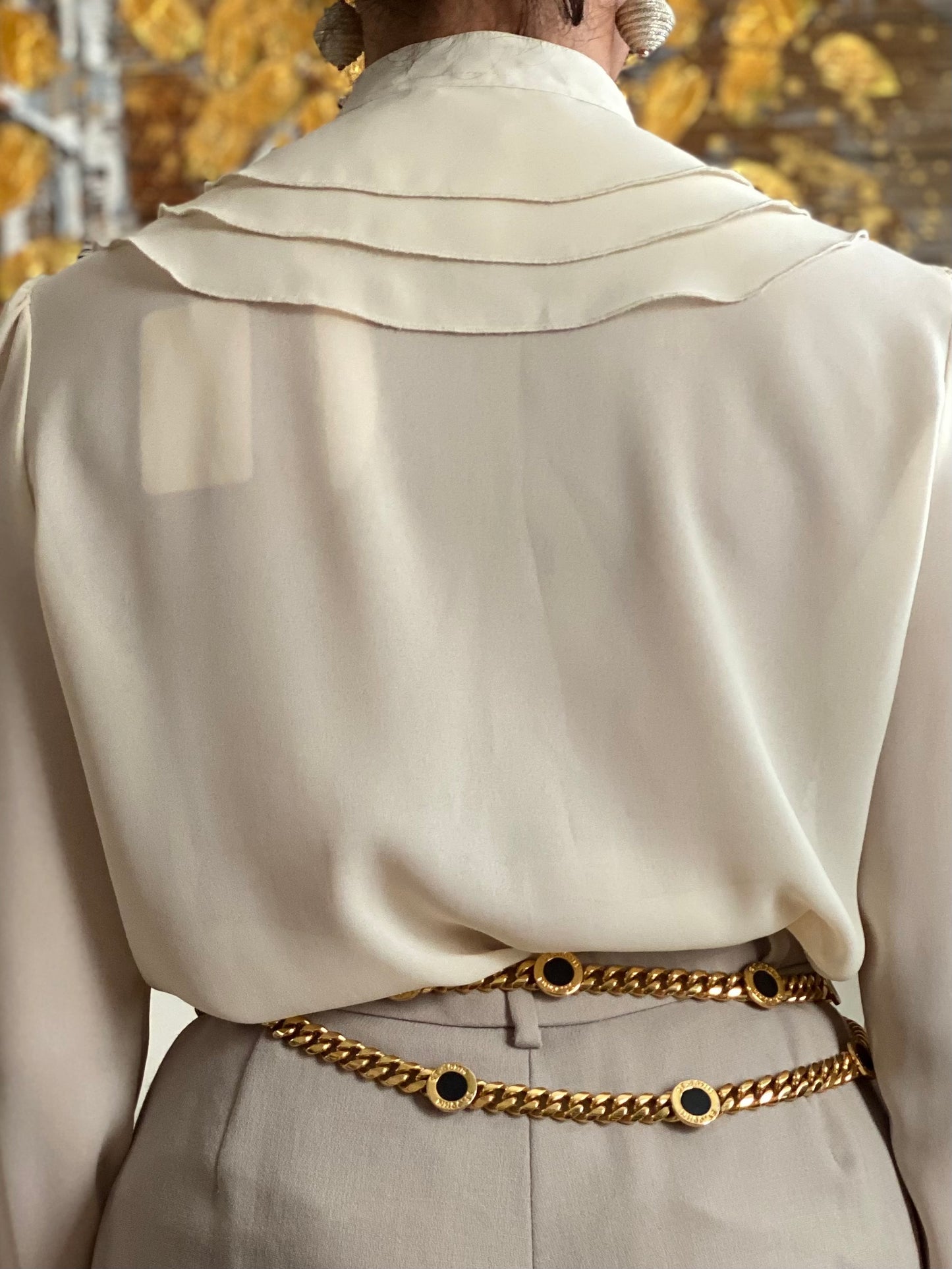 70's Cream Frilly Blouse (S)