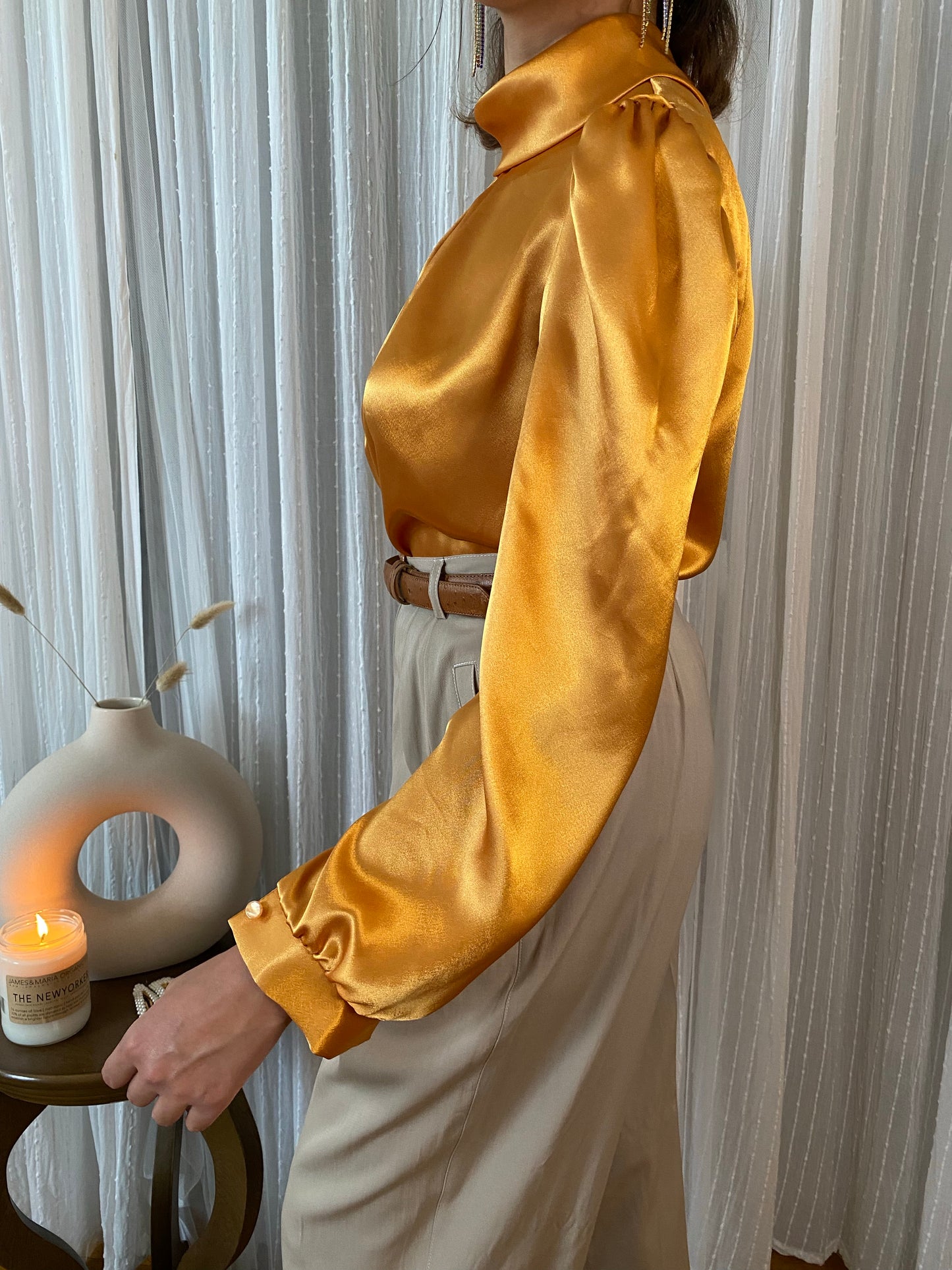 Liquid Satin High Neck Blouse