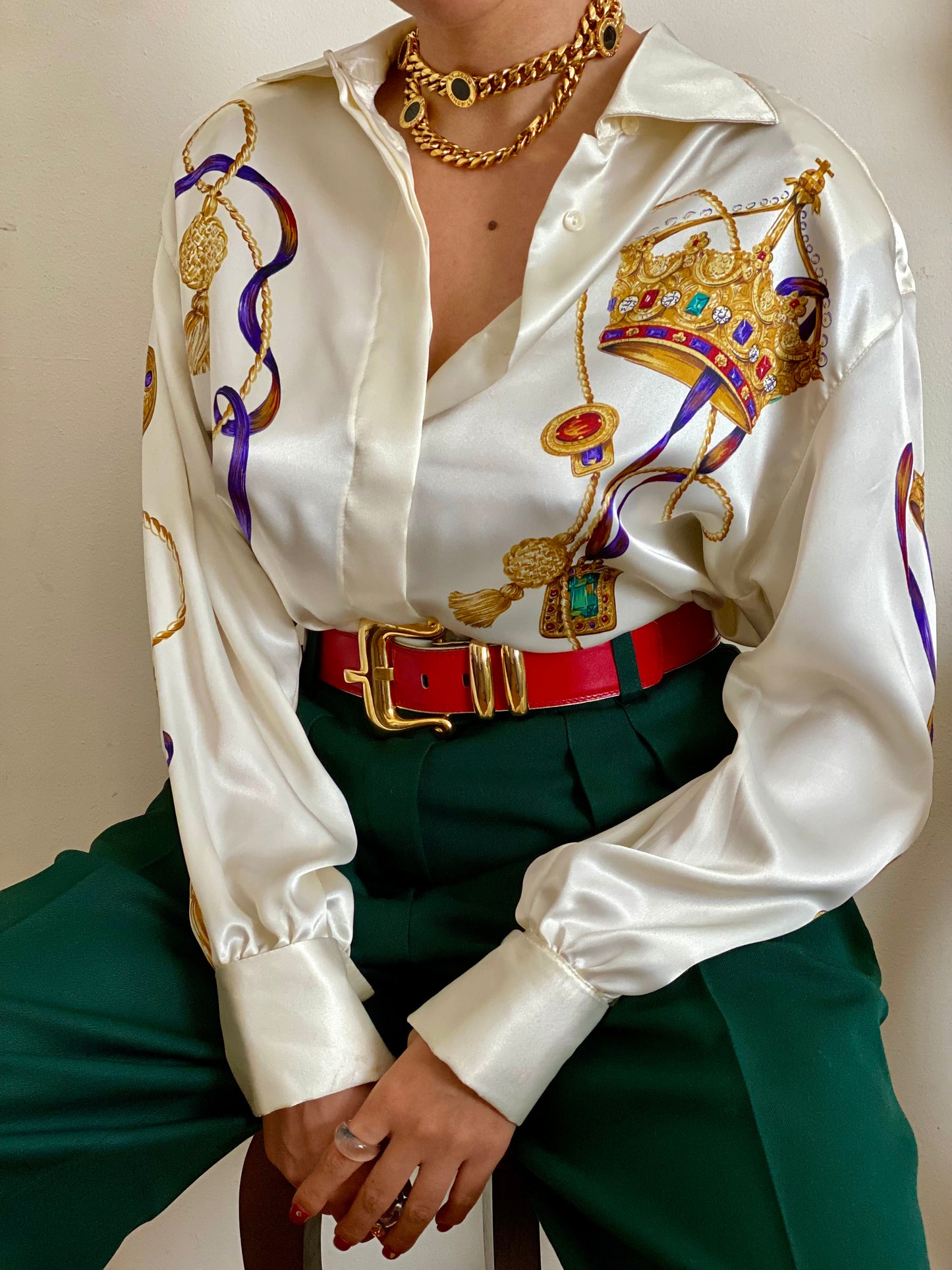 Royal silky long sleeve blouse