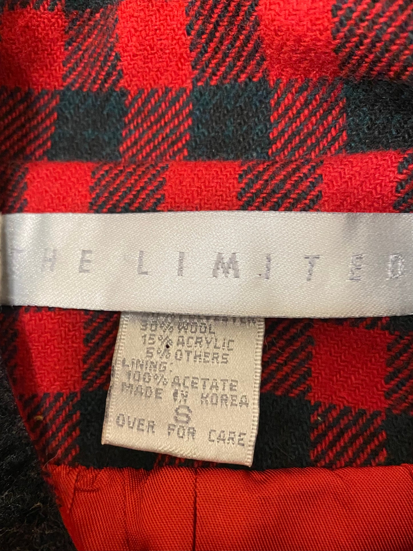 90's Buffalo Plaid Military Style Wool Blazer Jacket (S)