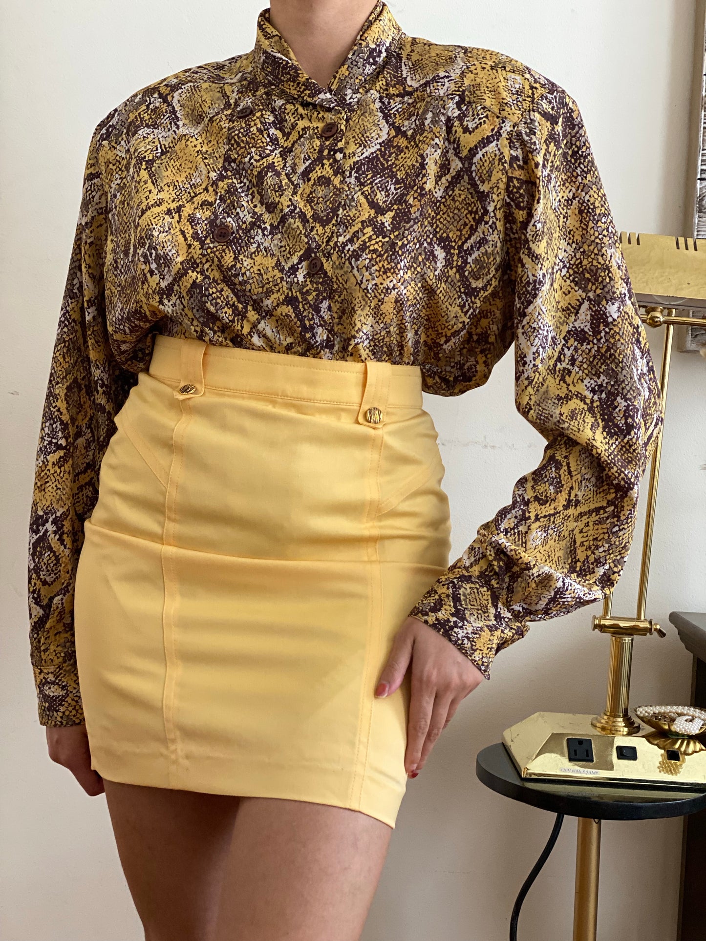 Python Double Breasted Accent Long Sleeve Blouse (14)