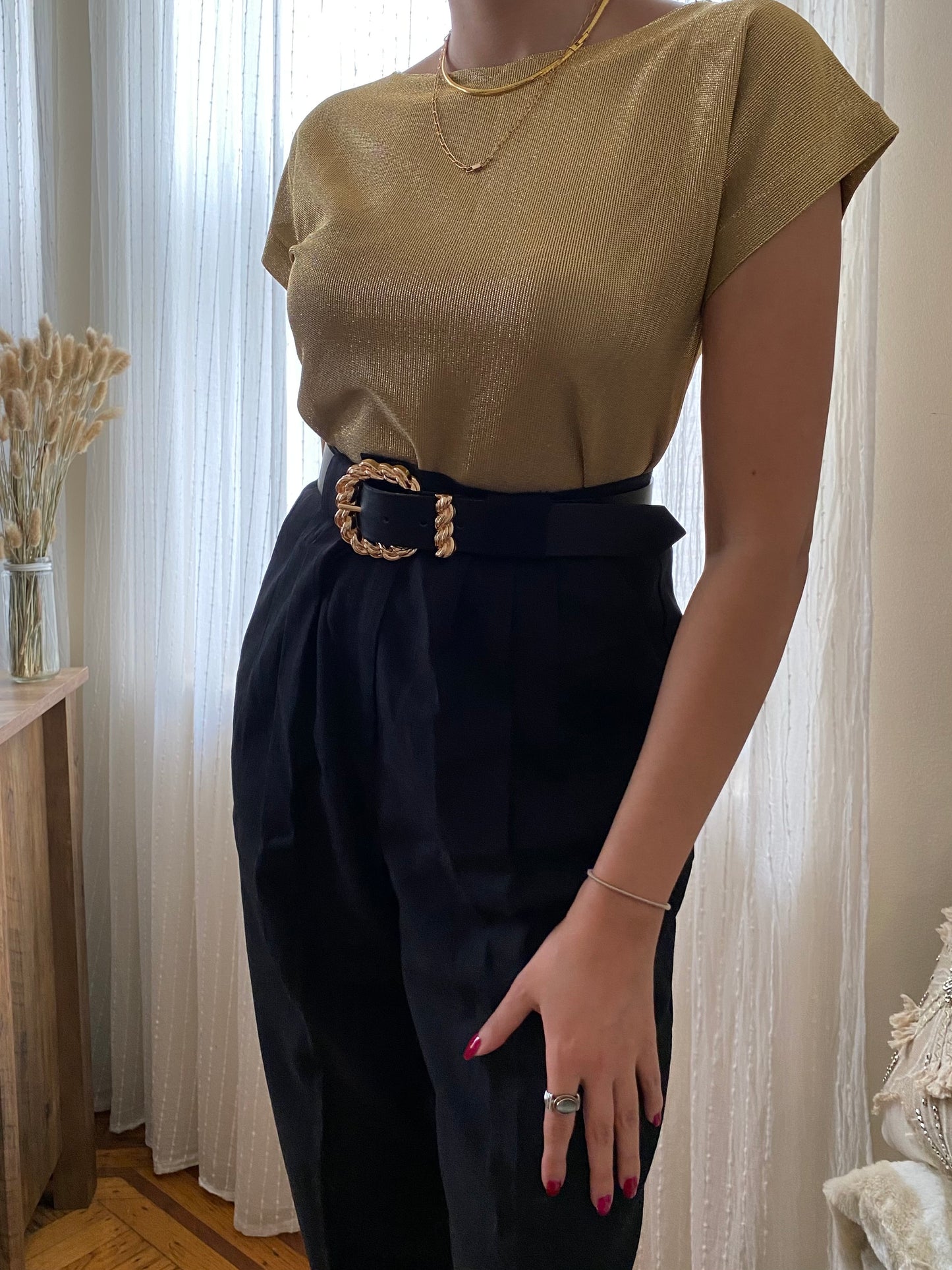 Gold Metallic Short Sleeve
