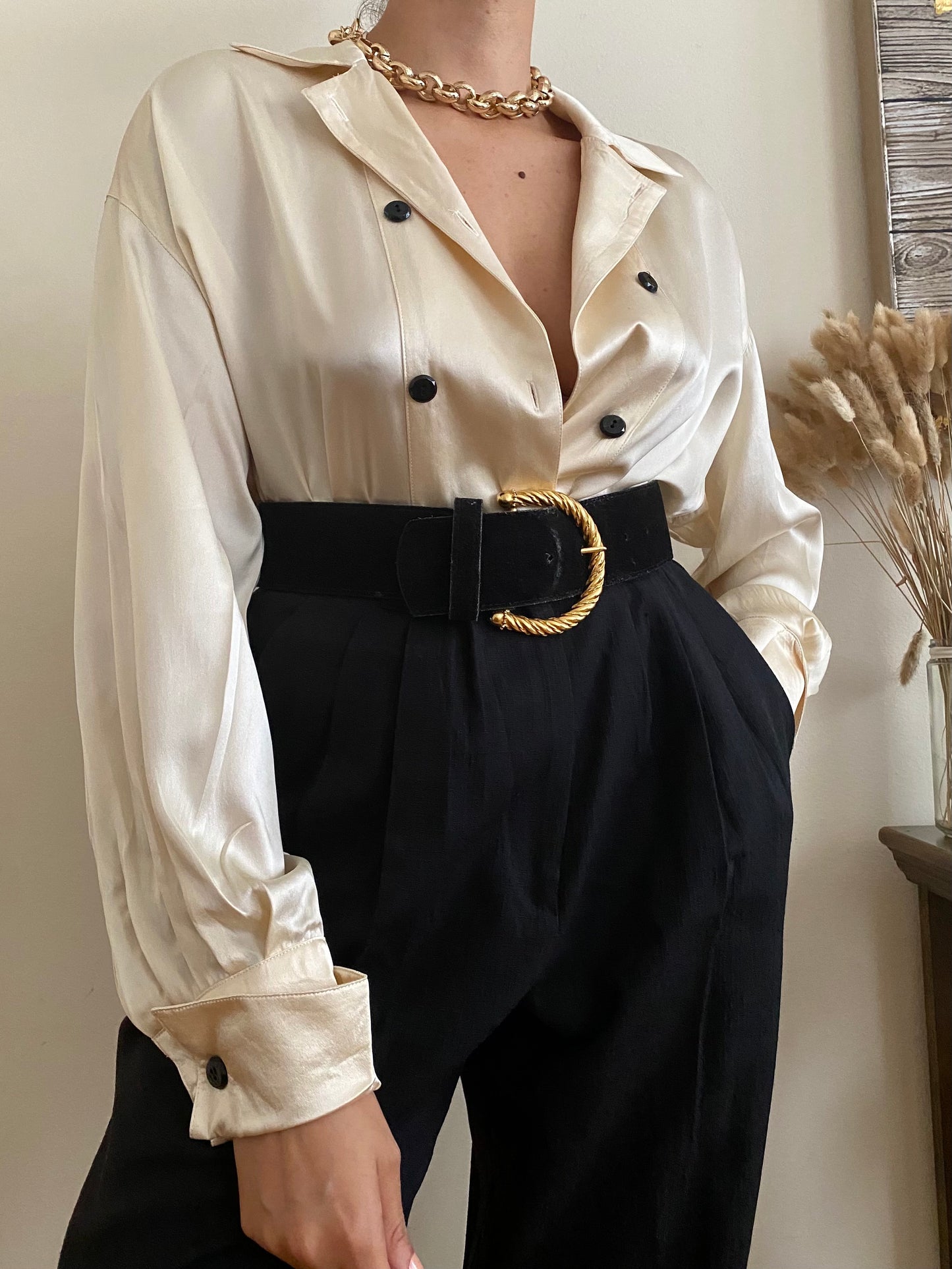 Silky long sleeve oversized blouse