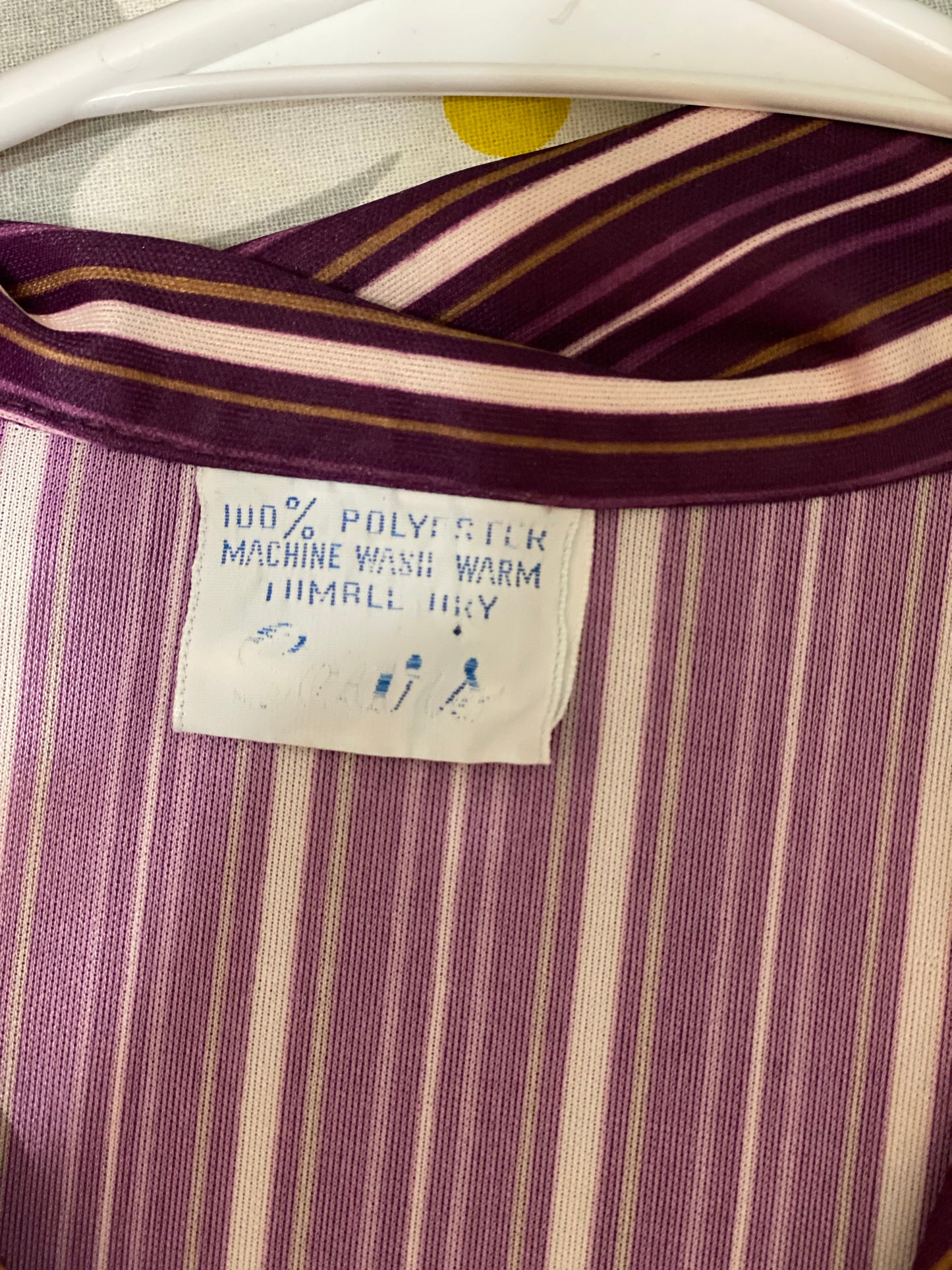70's Striped Short Sleeve Button Up Top (M)