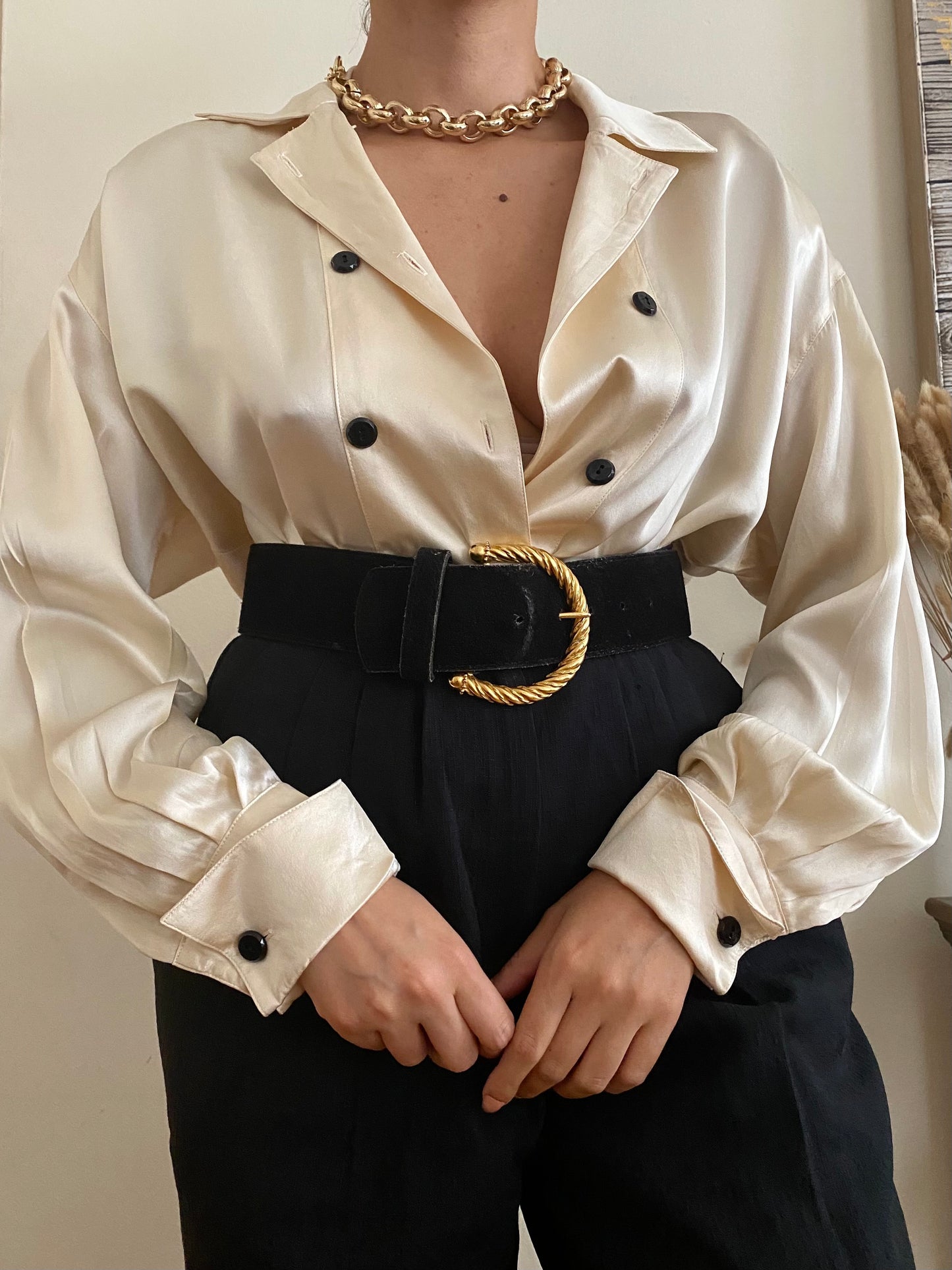 Silky long sleeve oversized blouse