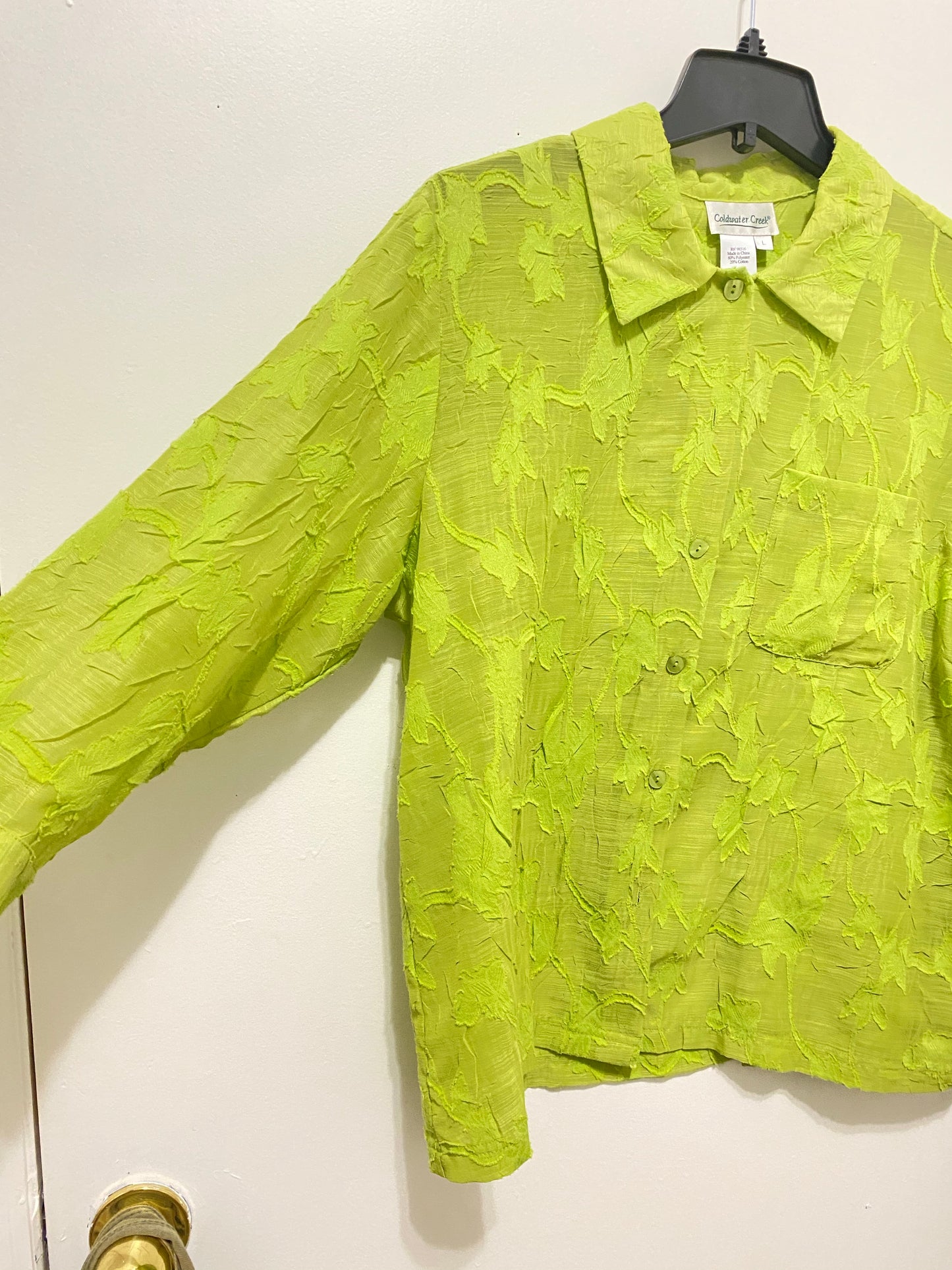 Green Floral Pattern Short Sleeve Top