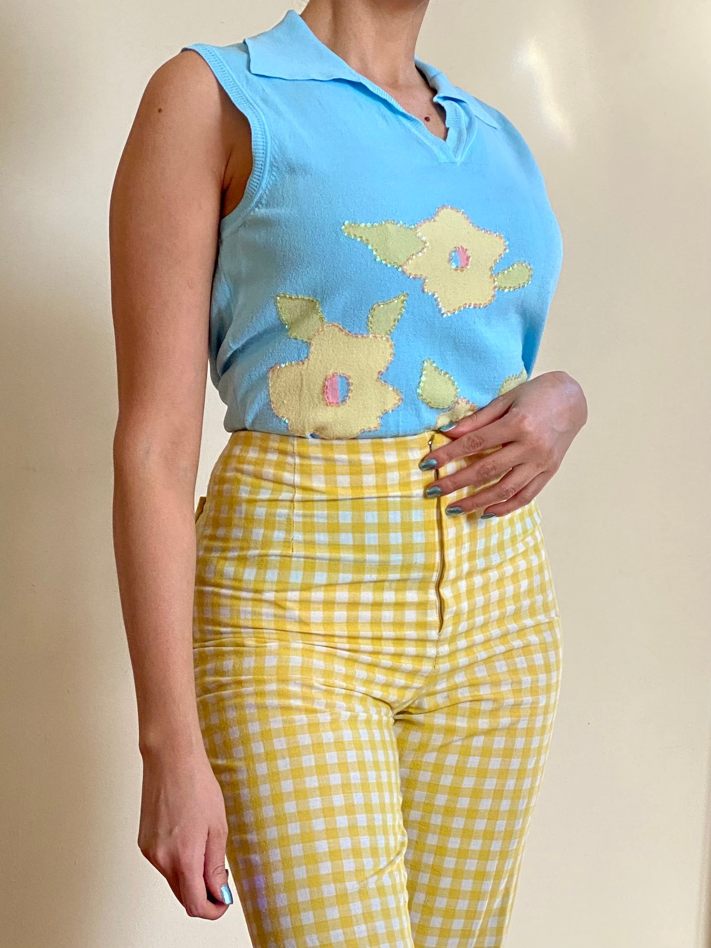 Y2K-MODERN FLORAL SLEEVELESS STRETCHY VEST (S-L)