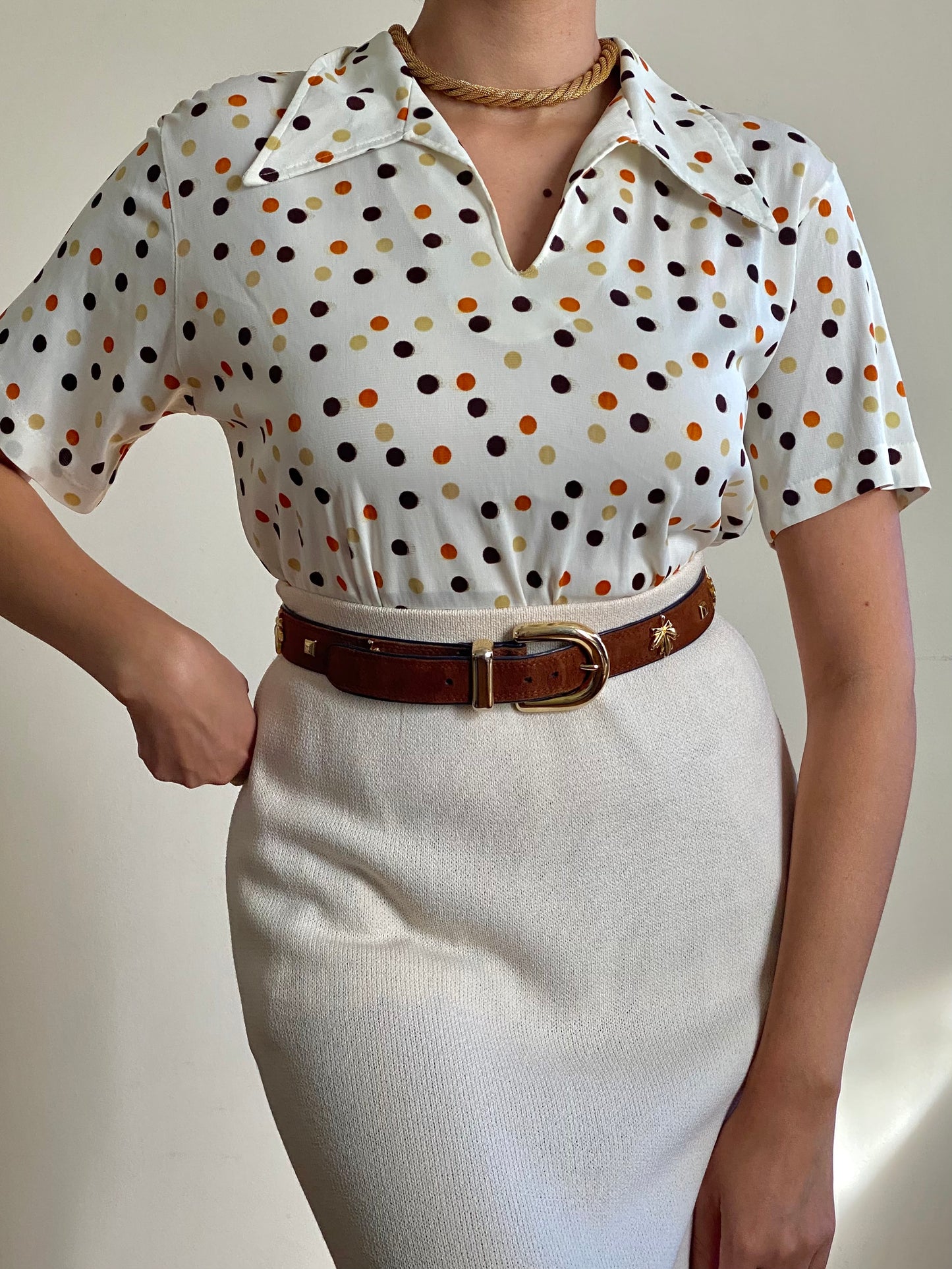 70's Polka Dot Top (M)