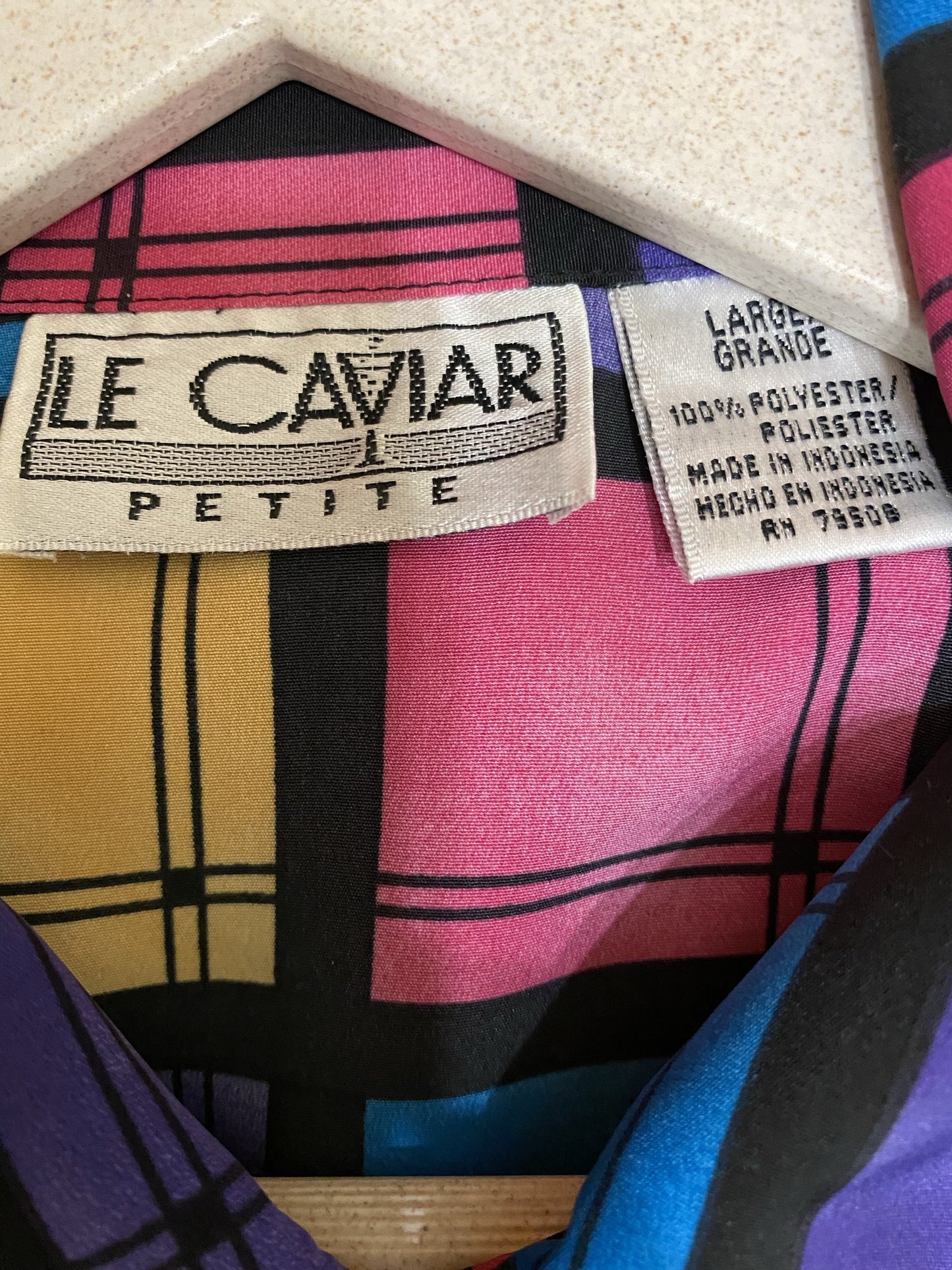 Neon Square Design Button Up Blouse