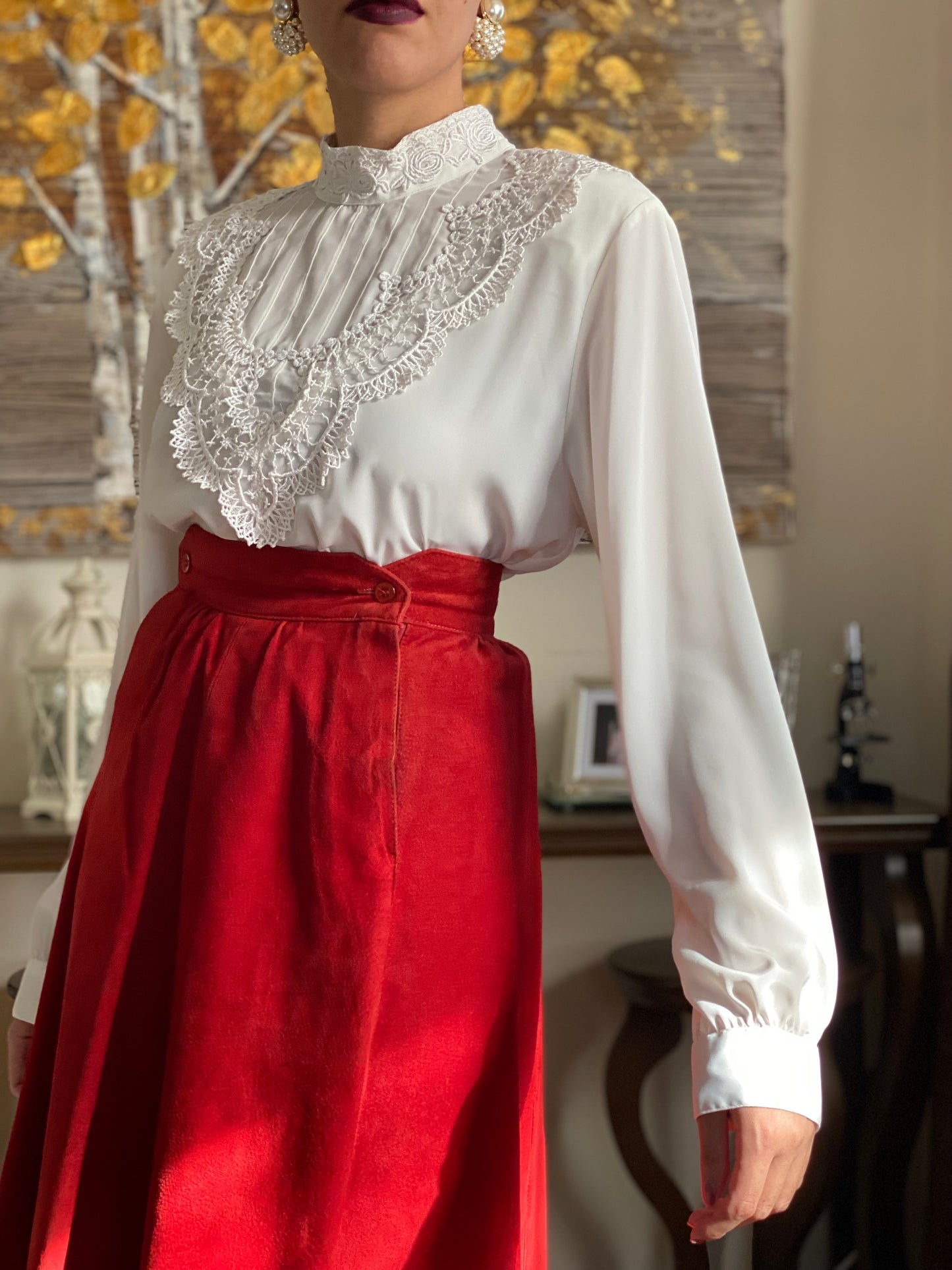 80's Edwardian Style Lace Blouse (M)