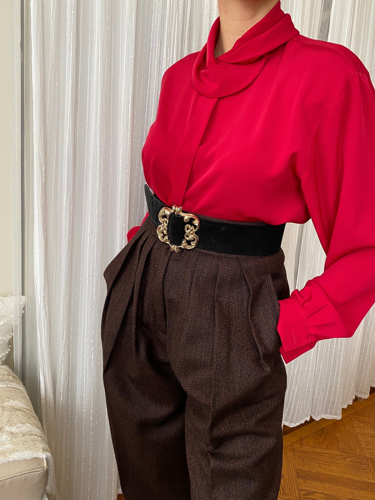 Shawl Collar Long Sleeve Top