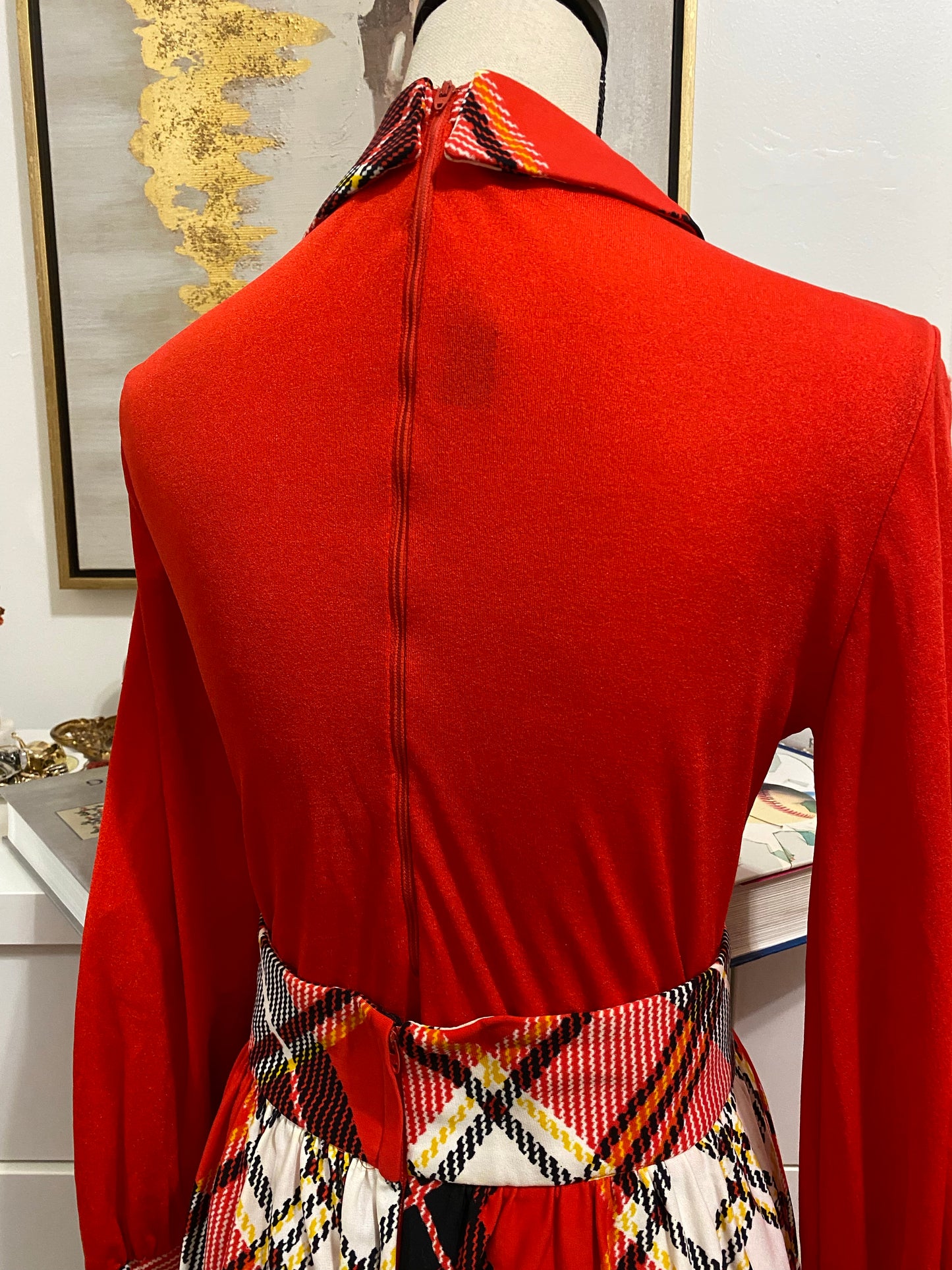 70’s 2-Piece Plaid Bodysuit & Maxi Skirt (S-M)