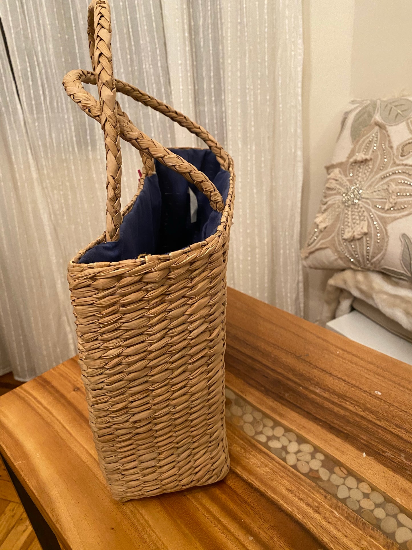 Flower Woven Straw Basket Bag