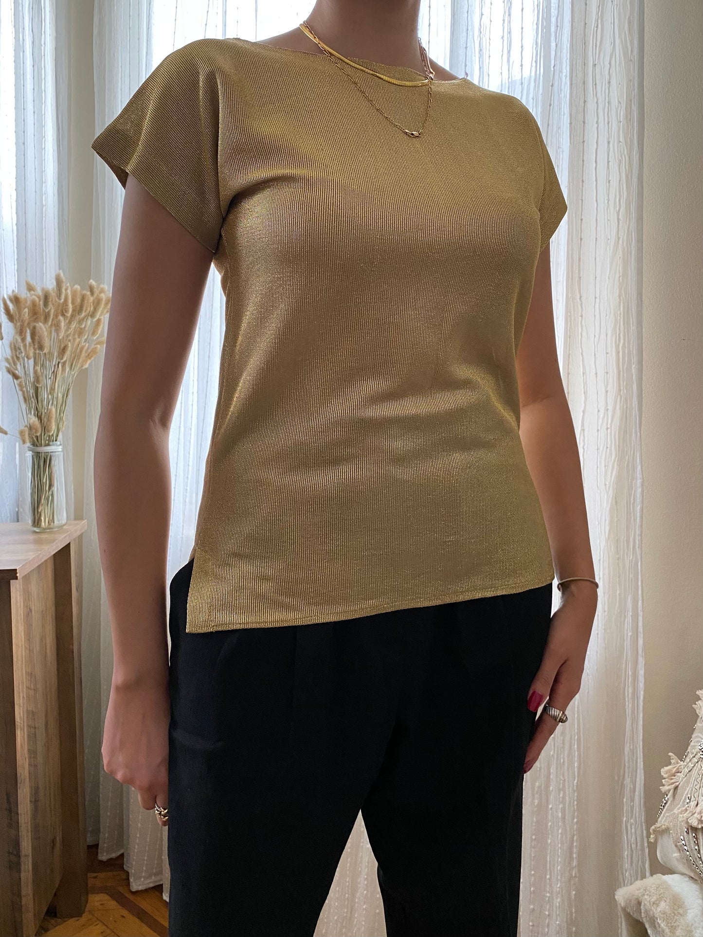 Gold Metallic Short Sleeve