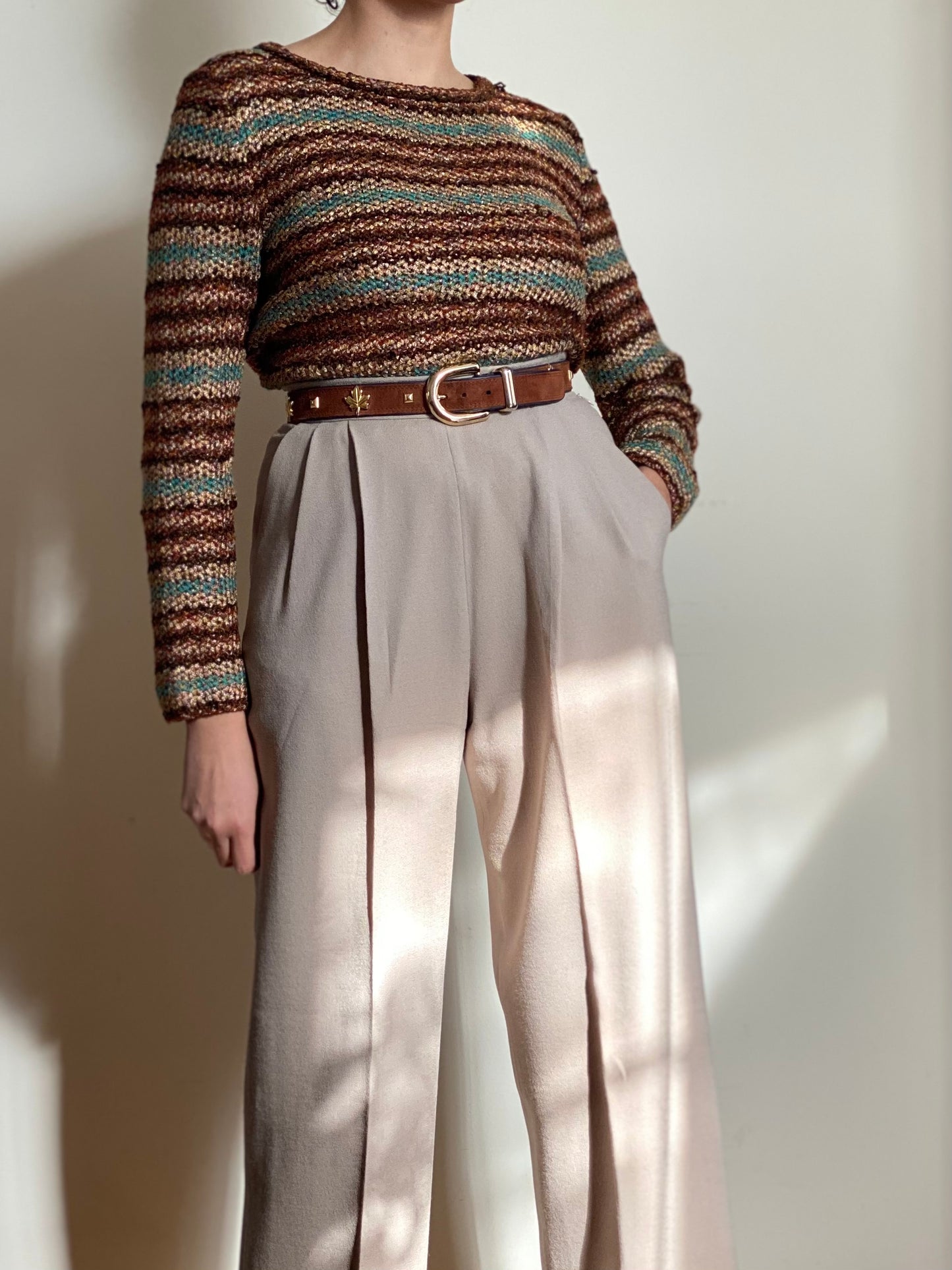 80's Metallic Striped Long Sleeve Knit (P)