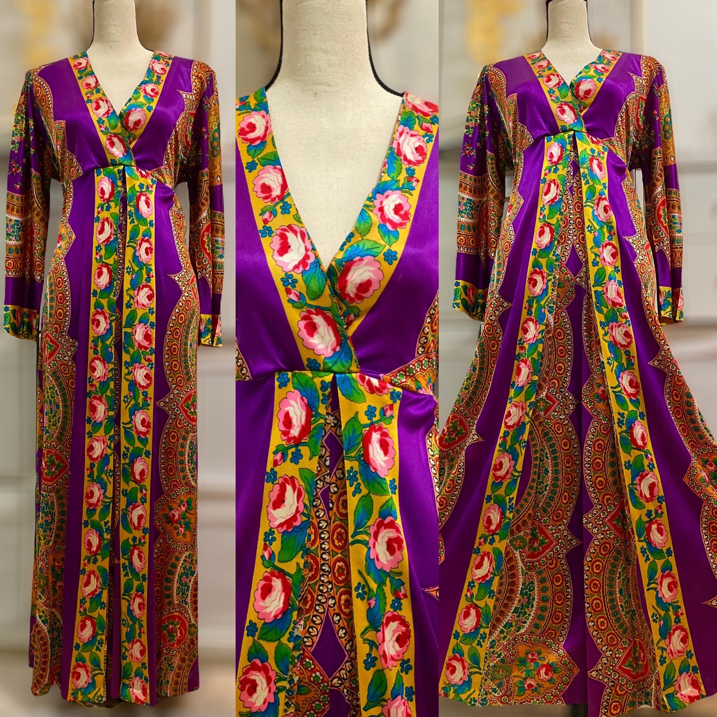 60s-70s Purple Psychedelic Palazzo Jumpsuit - (S-L)