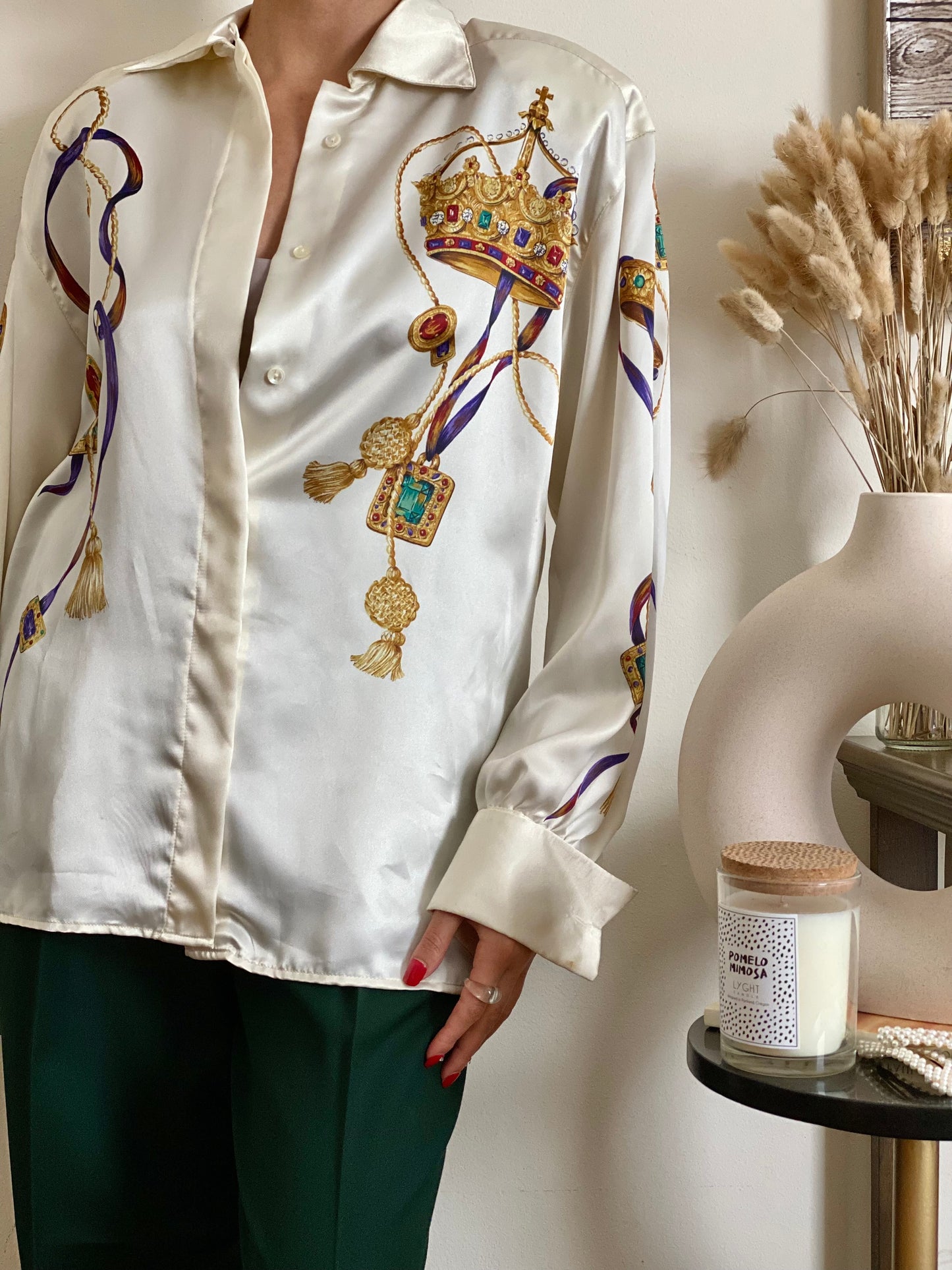 Royal silky long sleeve blouse