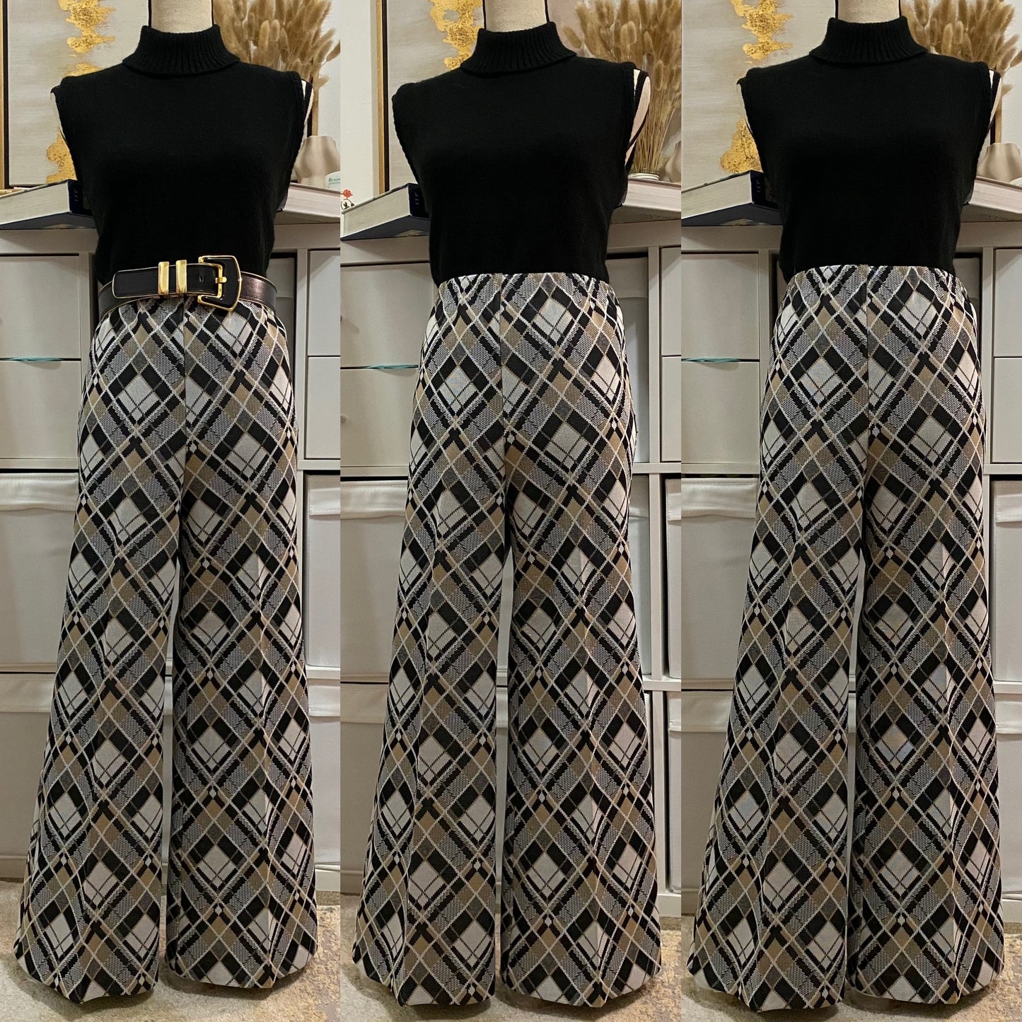 70's Geometric 2pc Petite Pantsuit (S-M)