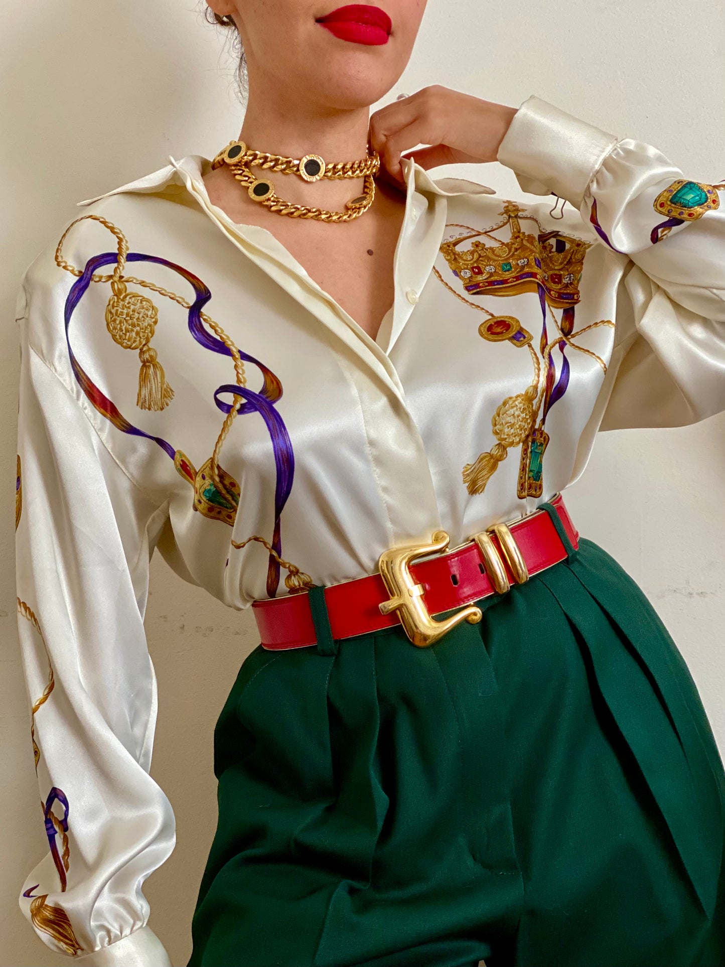 Royal silky long sleeve blouse