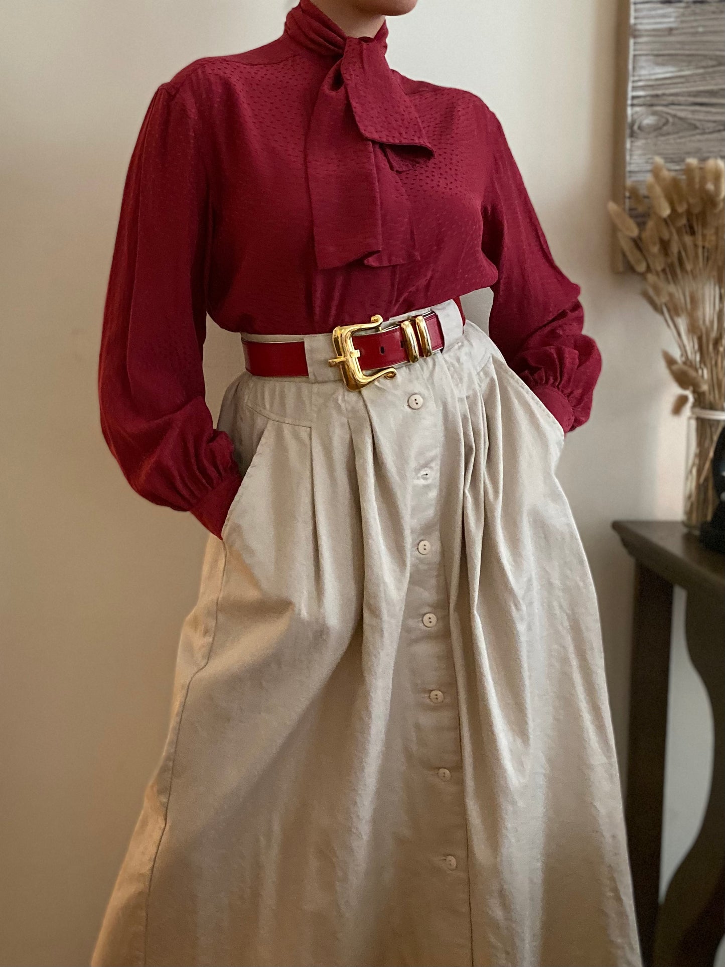Jabot Bow Collar Long Sleeve Blouse