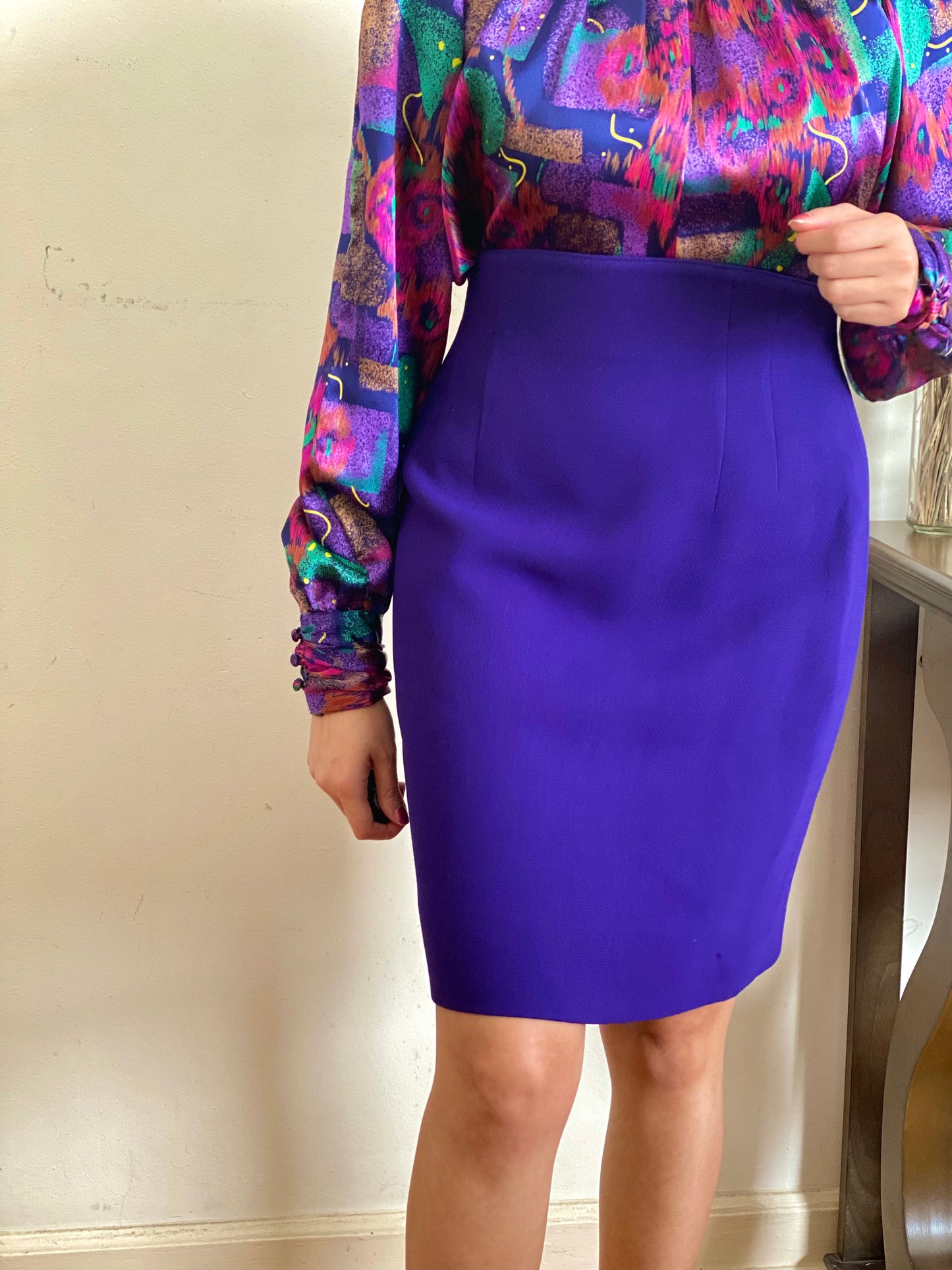 High Waisted Knee  Length Skirt (40)
