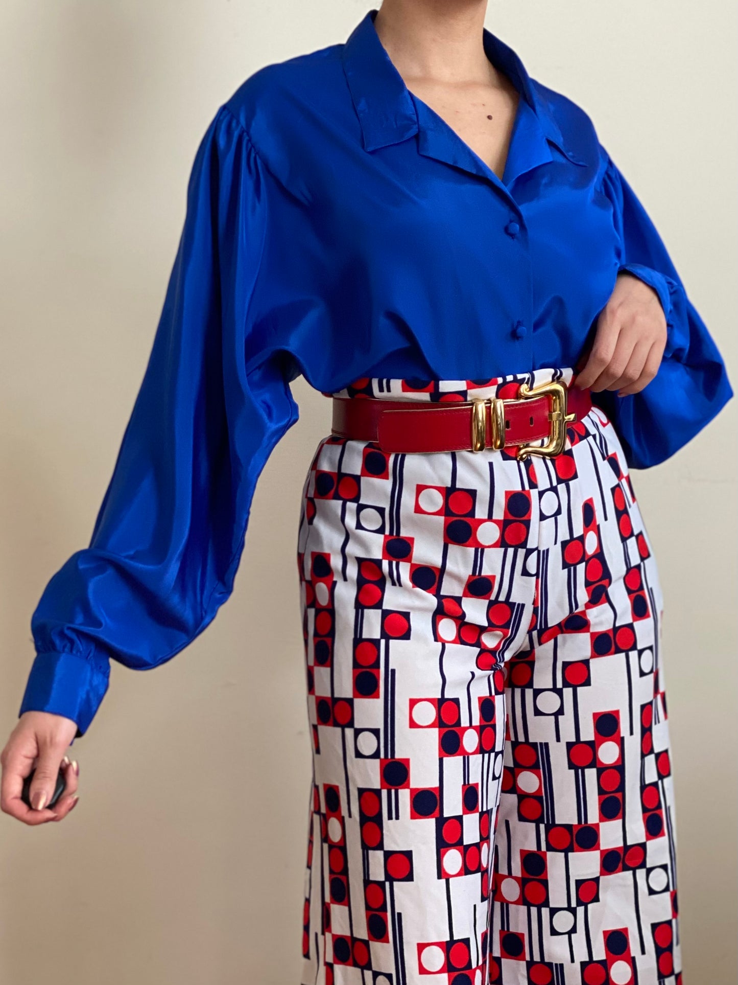 80's Electric Blouse Satin Oversized Blouse (S-L)