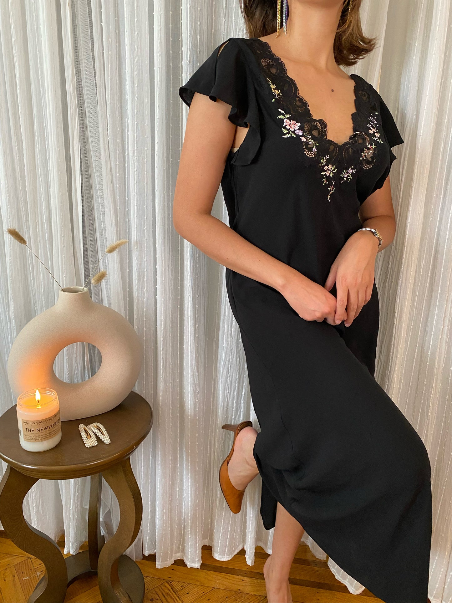 Black Long Floral Gown