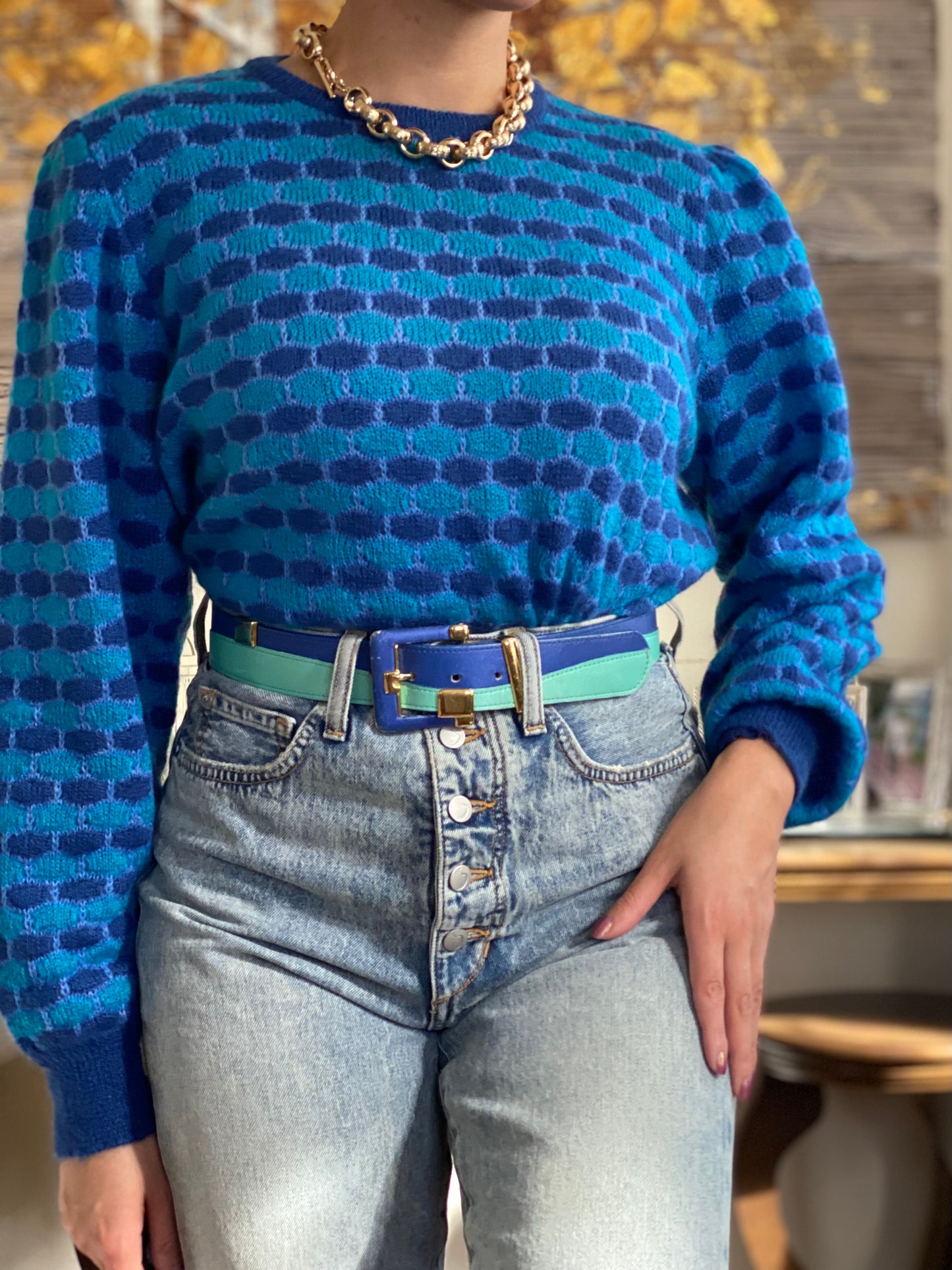 70's Puffy Sleeves Sweater (M)