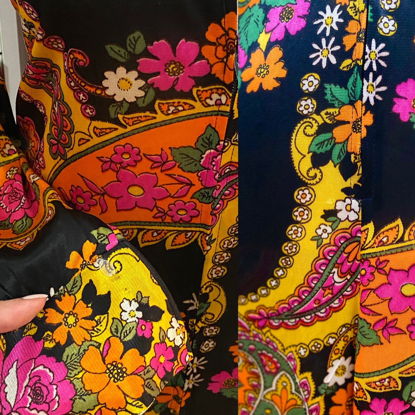 60s-70s Psychedelic Wide Leg Jumpsuit (M-L)