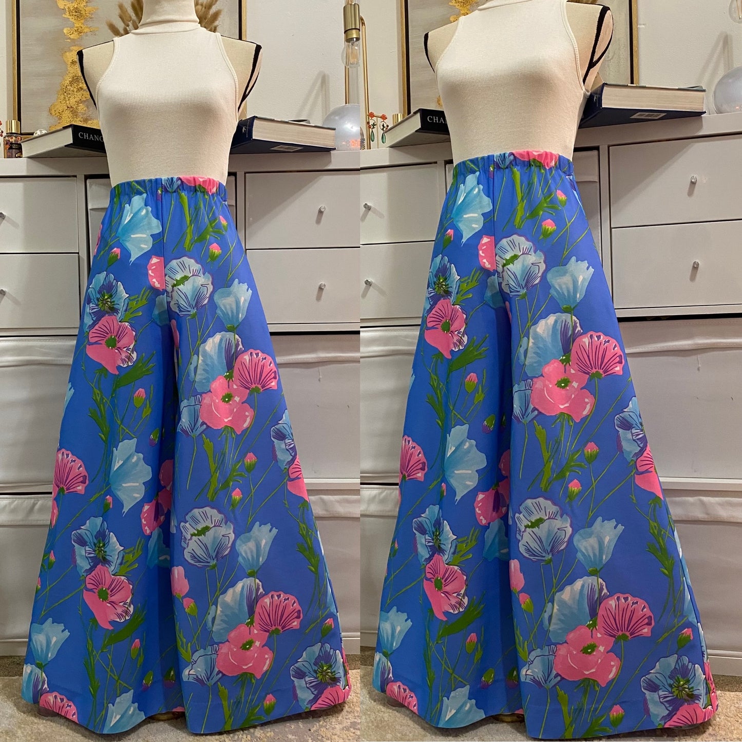 70's Floral 2pc Palazzo Pantsuit (XS-M)
