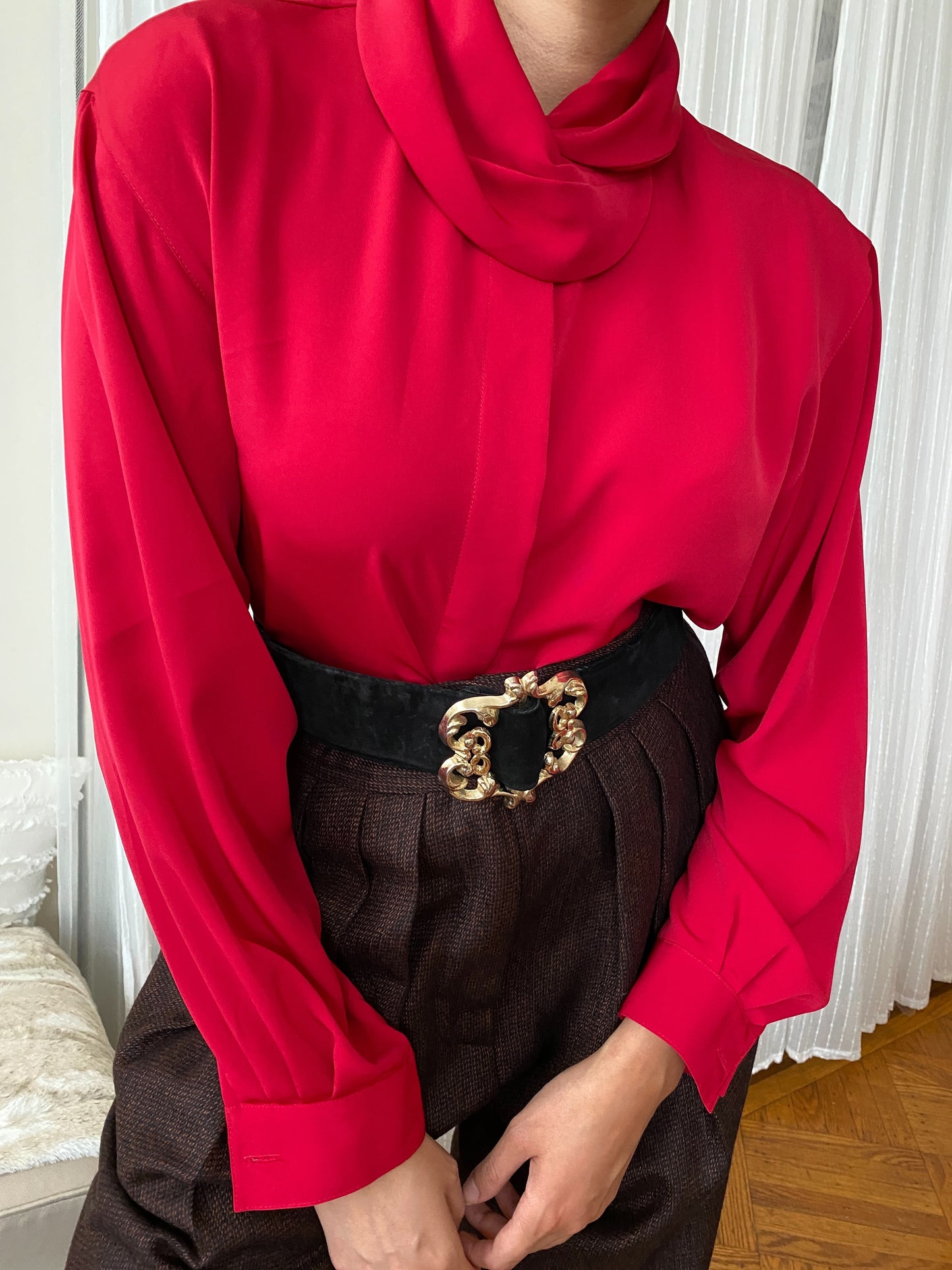 Shawl Collar Long Sleeve Top