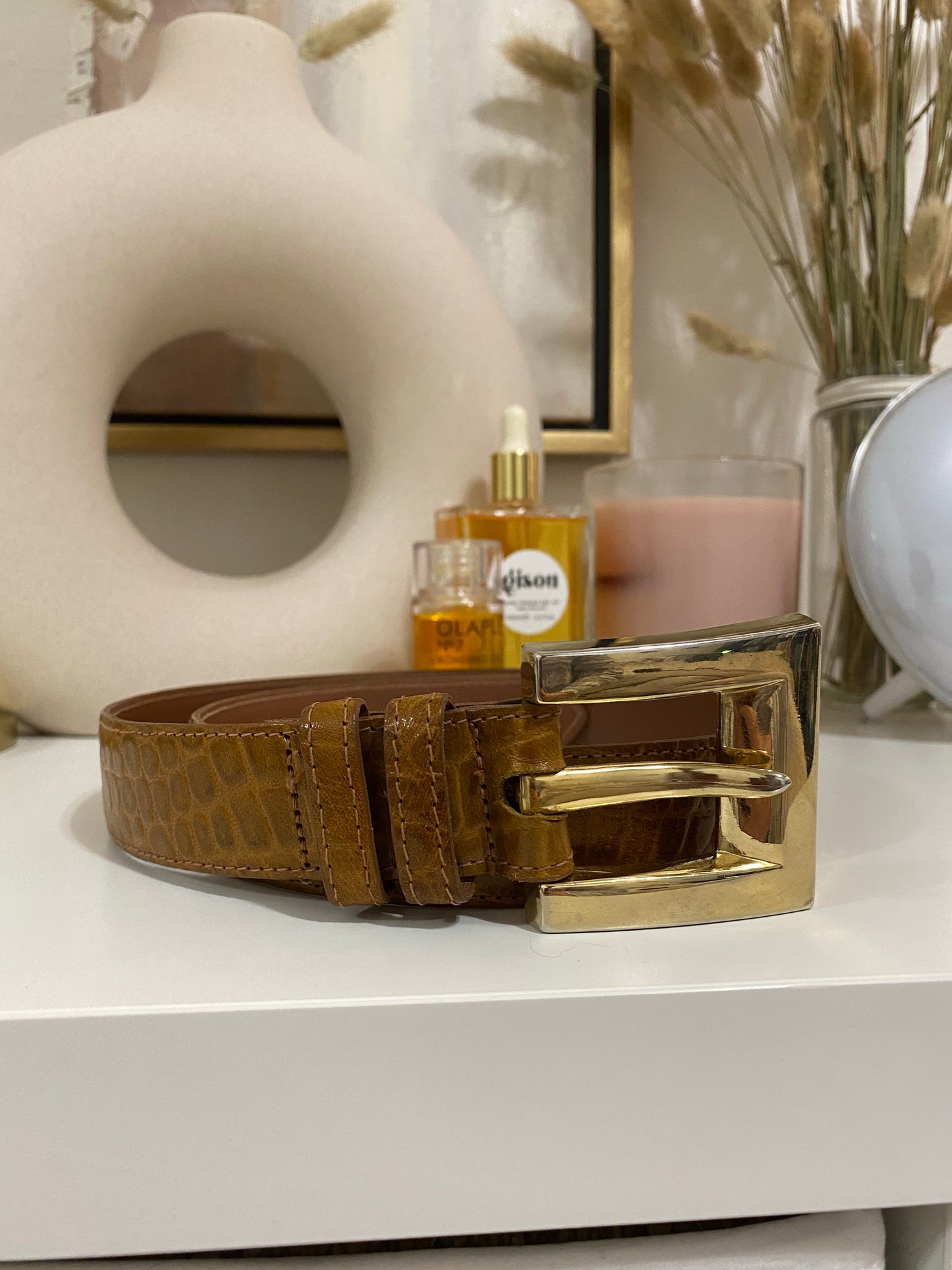 Vintage Alligator Embossed Belt