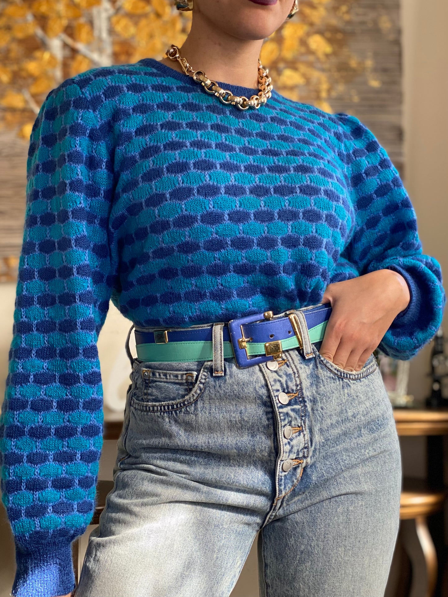 70's Puffy Sleeves Sweater (M)