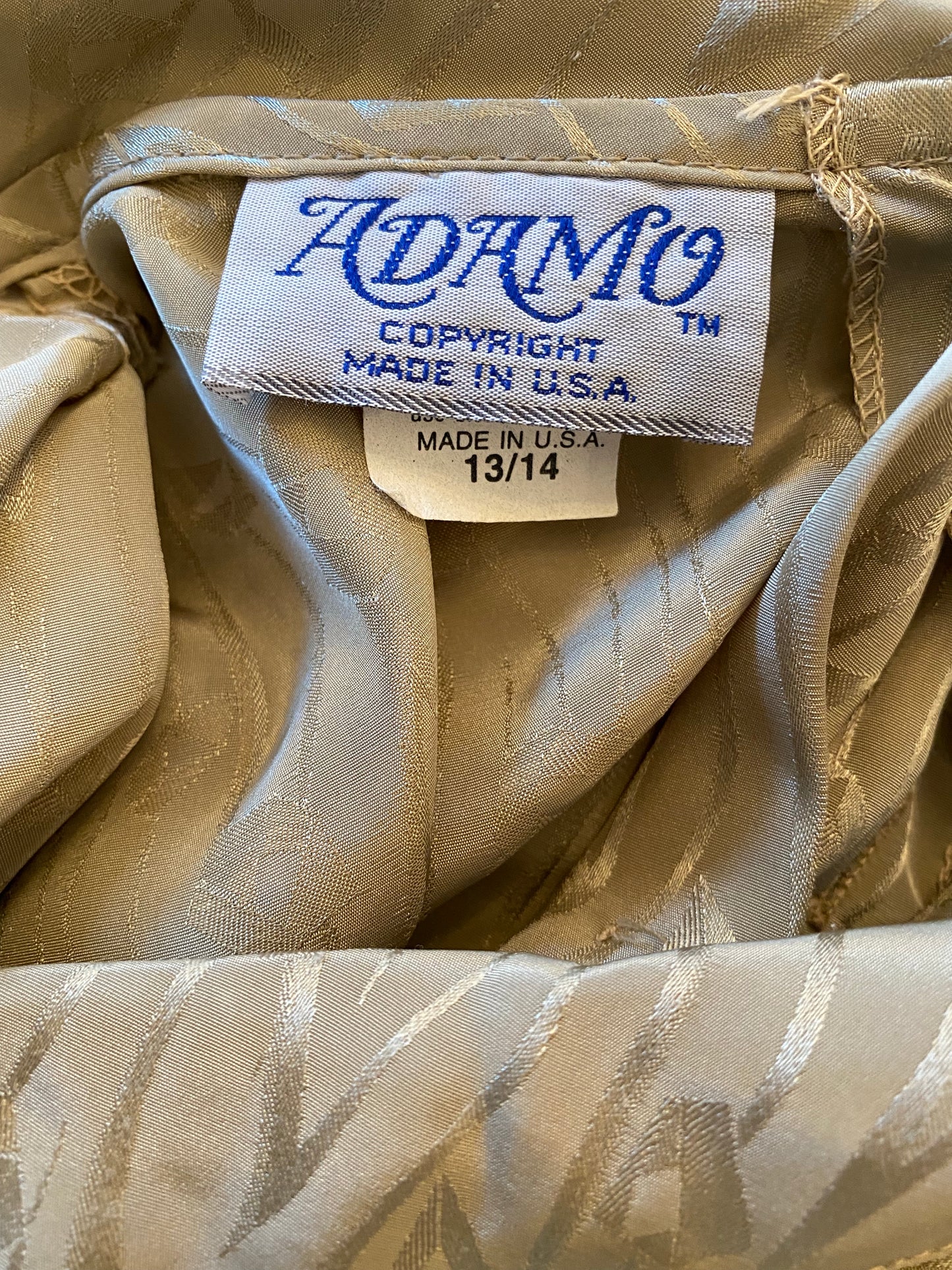 80's Golden Olive Peter Pan Collar Pleated Blouse (M-XL)