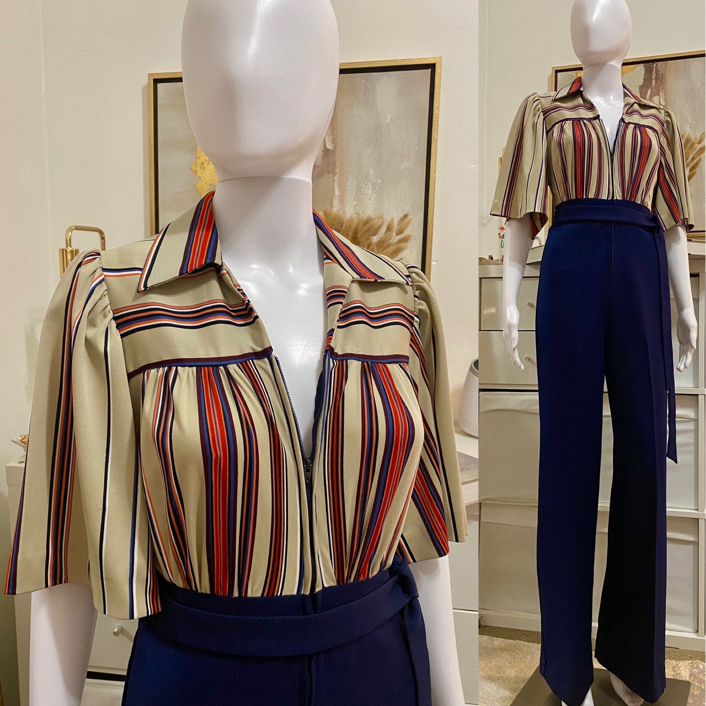 70's Blue Bell Bottom Jumpsuit (XS-S)