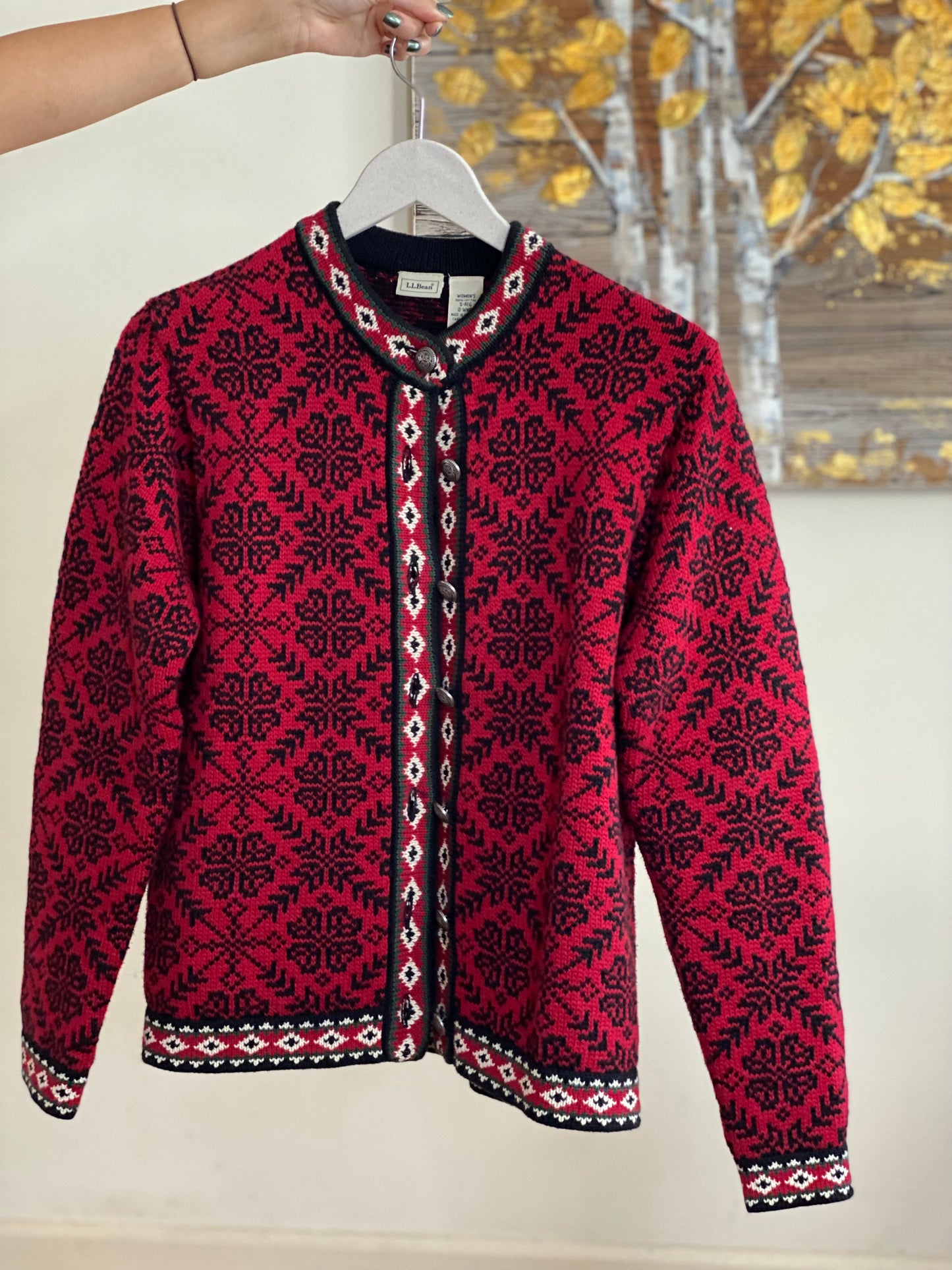 90's Nordic Style Cotton Button Down Knit (S)